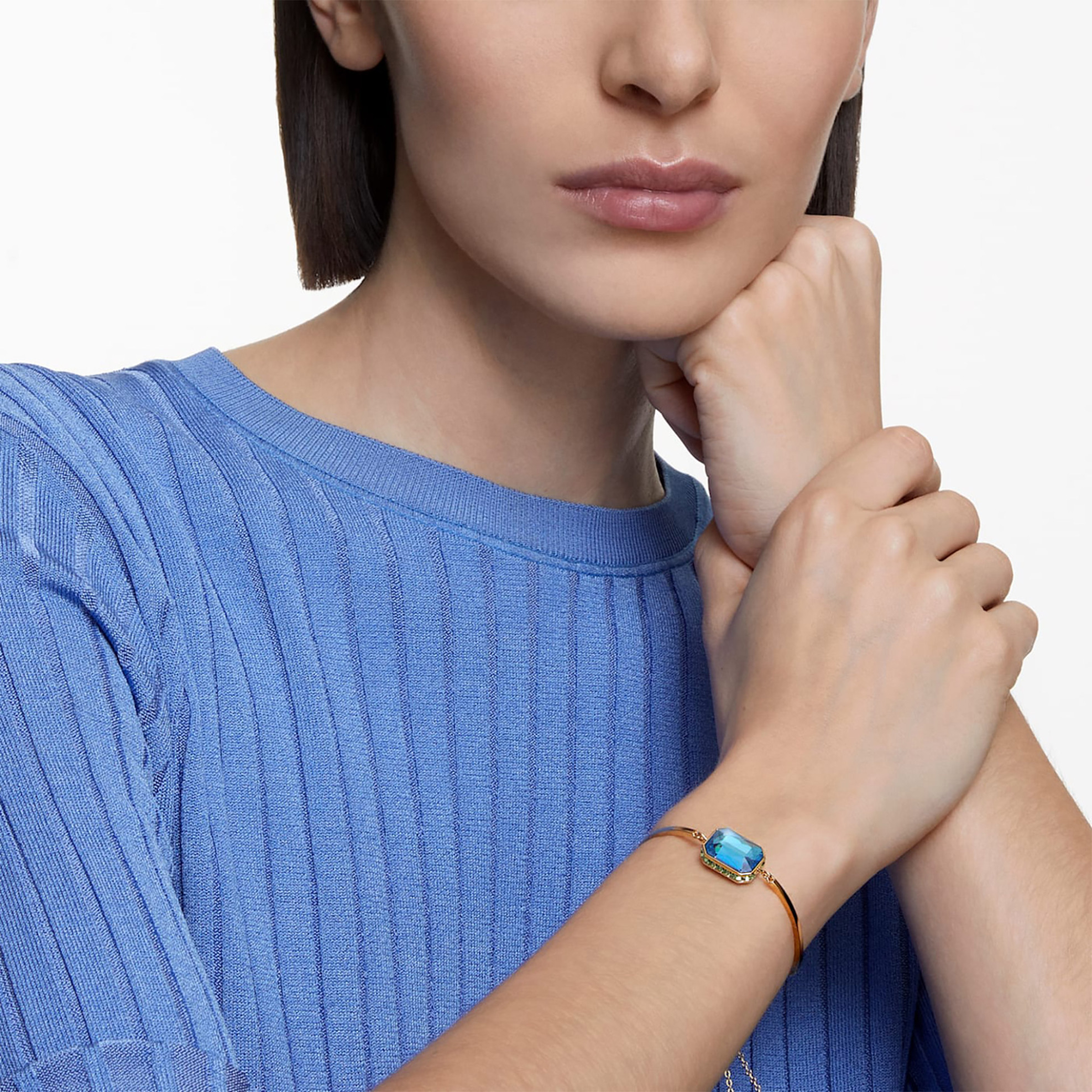 Swarovski γυναικείο βραχιόλι οκταγωνική κοπή, πολύχρωμο, επιμετάλλωση σε χρυσαφί τόνο 