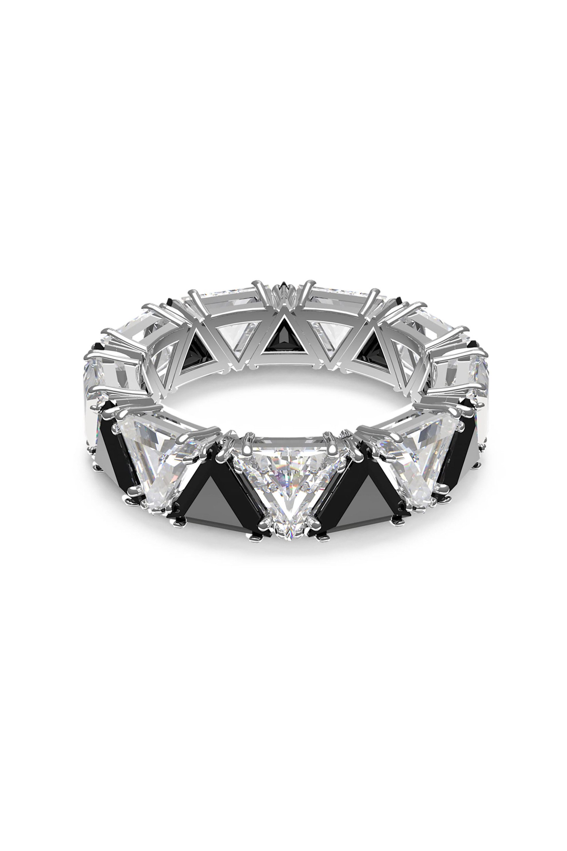 SWAROVSKI Swarovski γυναικείο δαχτυλίδι κοπή triangle, μαύρο, επιμετάλλωση ροδίου "Ortyx" (52) - 5620674