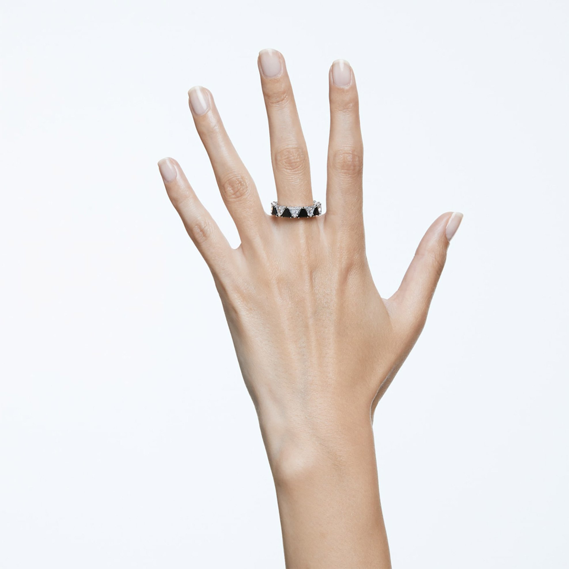 Swarovski γυναικείο δαχτυλίδι κοπή triangle, μαύρο, επιμετάλλωση ροδίου "Ortyx" (52) - 5620674 φωτογραφία