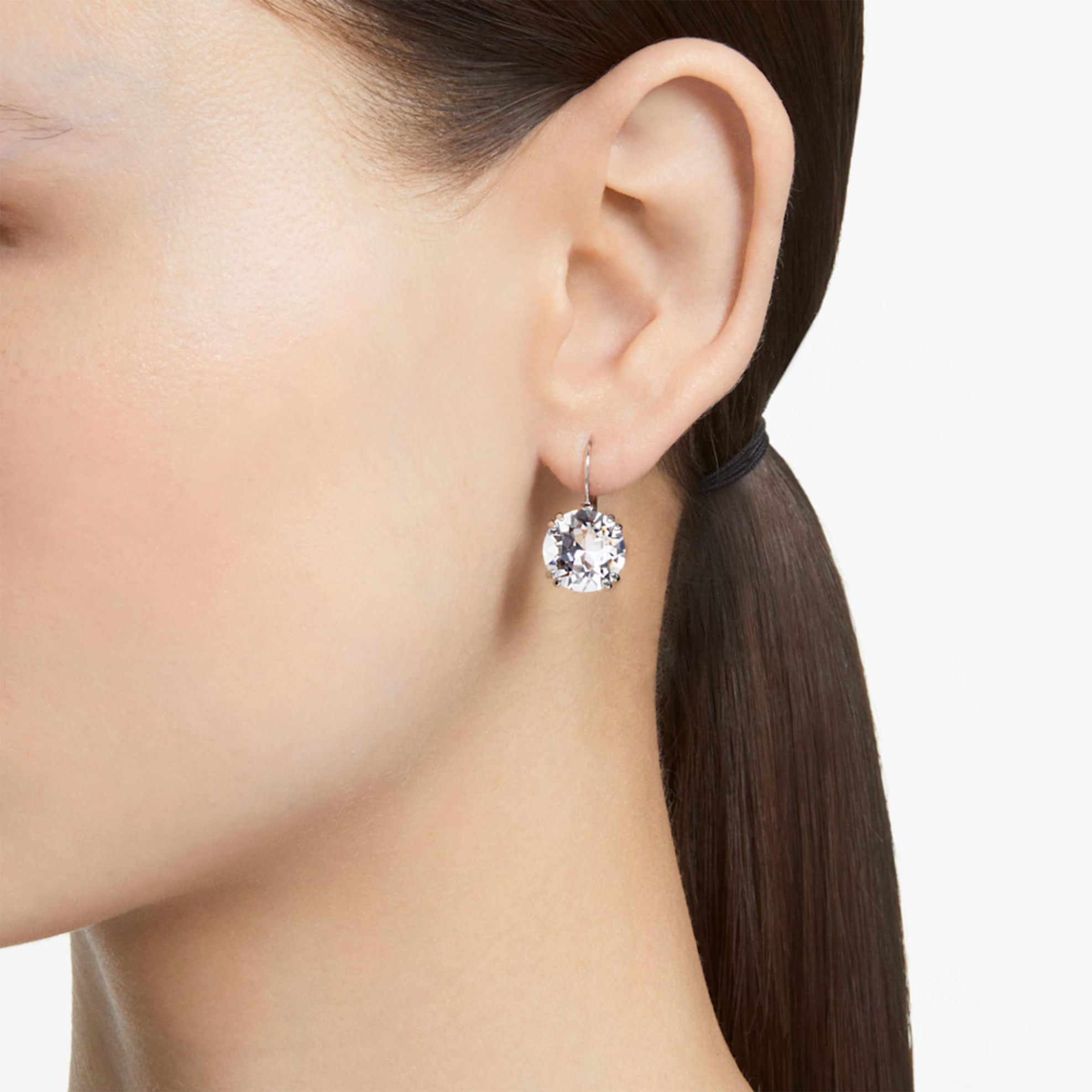 Swarovski γυναικεία σκουλαρίκια-σταγόνα οτρογγυλή κοπή, λευκά, επιμετάλλωση ροδίου "Millenia" - 5628351 φωτογραφία