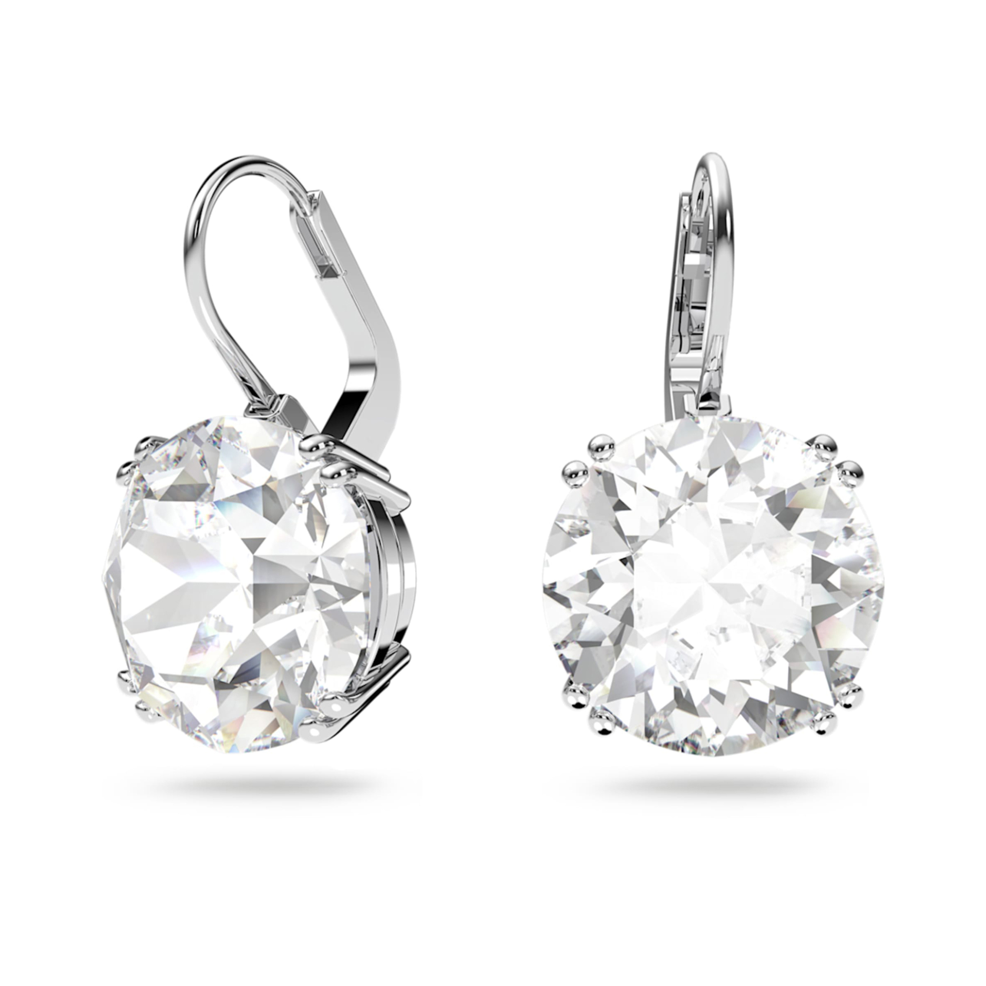 Swarovski γυναικεία σκουλαρίκια-σταγόνα οτρογγυλή κοπή, λευκά, επιμετάλλωση ροδίου "Millenia" - 5628351 φωτογραφία