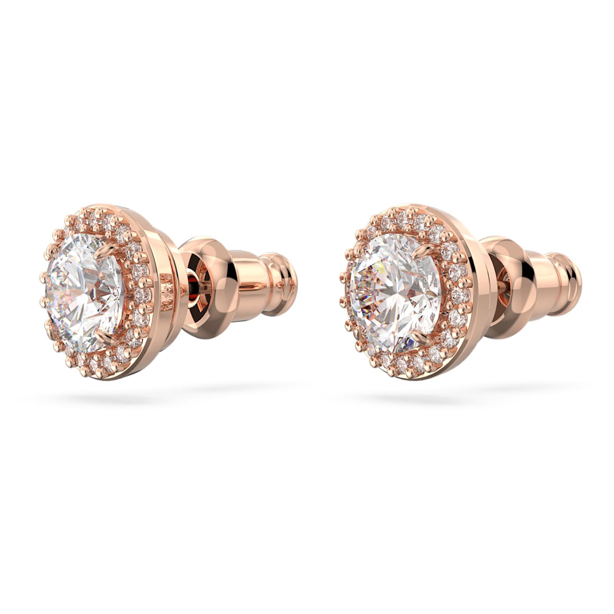 Swarovski Unisex Σκουλαρίκια με Καρφάκι Στρογγυλή Κοπή Pavé Λευκά Επιμετάλλωση σε Ροζ Χρυσαφί Τόνο Constella - 5636275