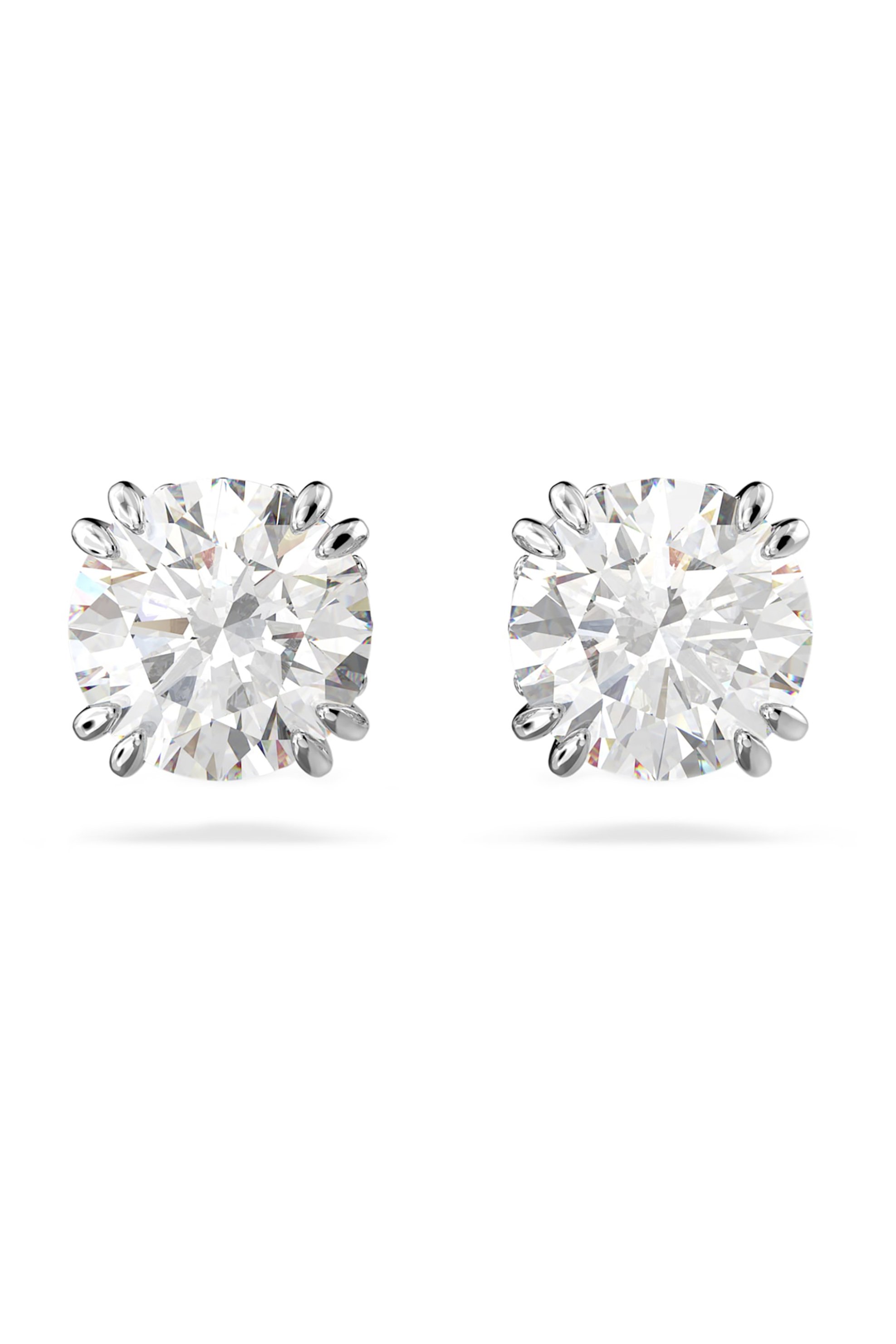 Swarovski unisex σκουλαρίκια με καρφάκι στρογγυλή κοπή, λευκά, επιμετάλλωση ροδίου "Constella" - 5636712