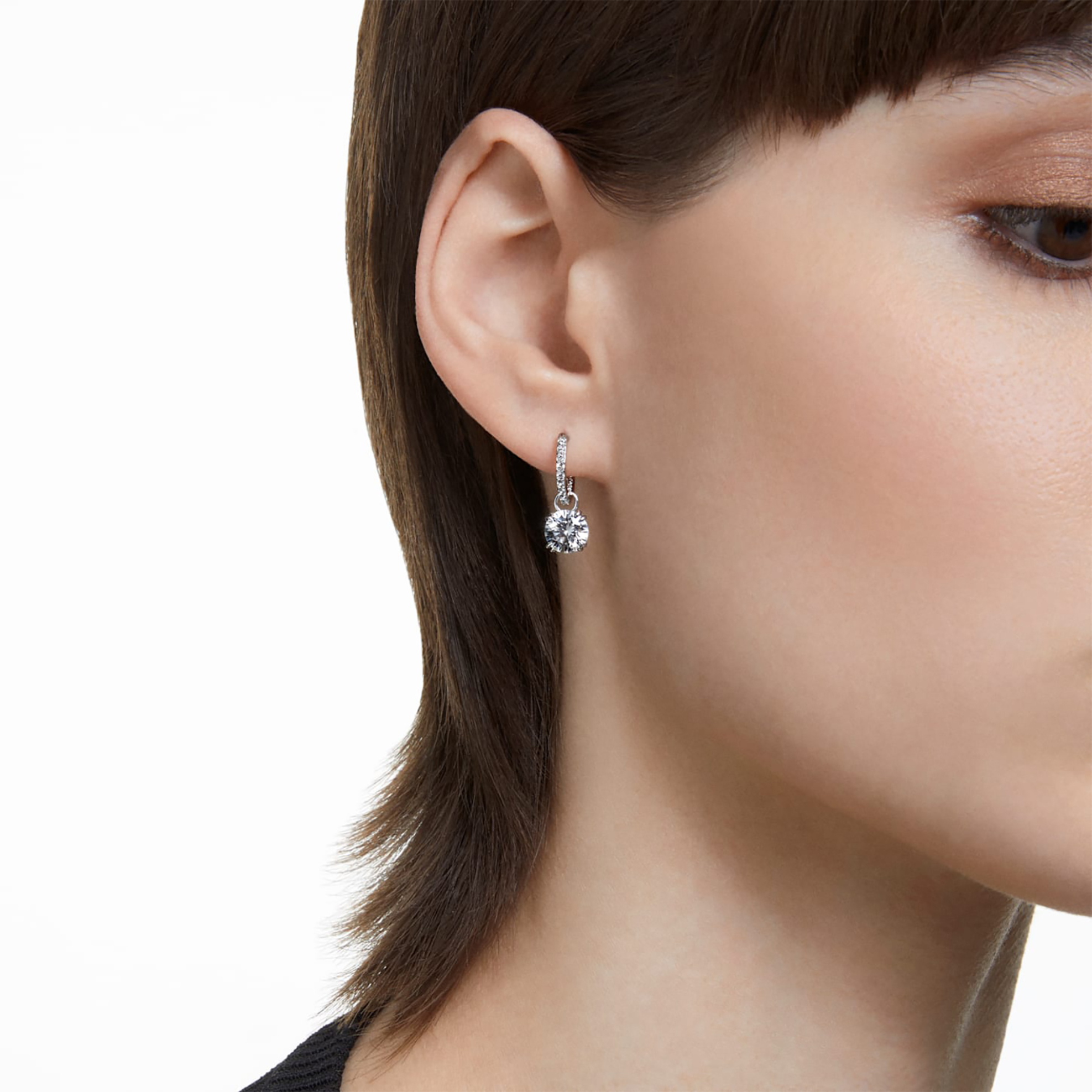 Swarovski γυναικεία σκουλαρίκια σταγόνα στρογγυλή κοπή, λευκά, επιμετάλλωση ροδίου "Constella" - 5636717 φωτογραφία