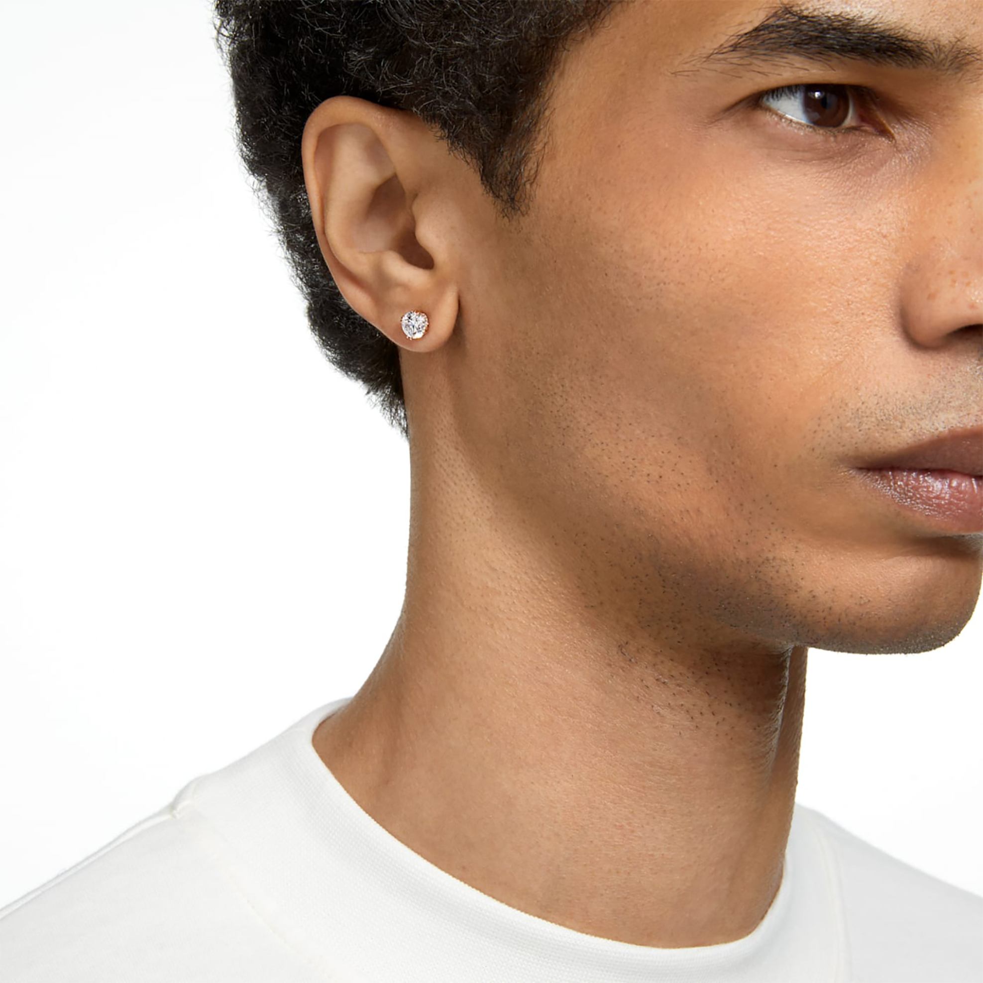 Swarovski unisex σκουλαρίκια με καρφάκι στρογγυλή κοπή, λευκά, επιμετάλλωση σε ροζ χρυσαφί τόνο "Constella" - 5638801 φωτογραφία