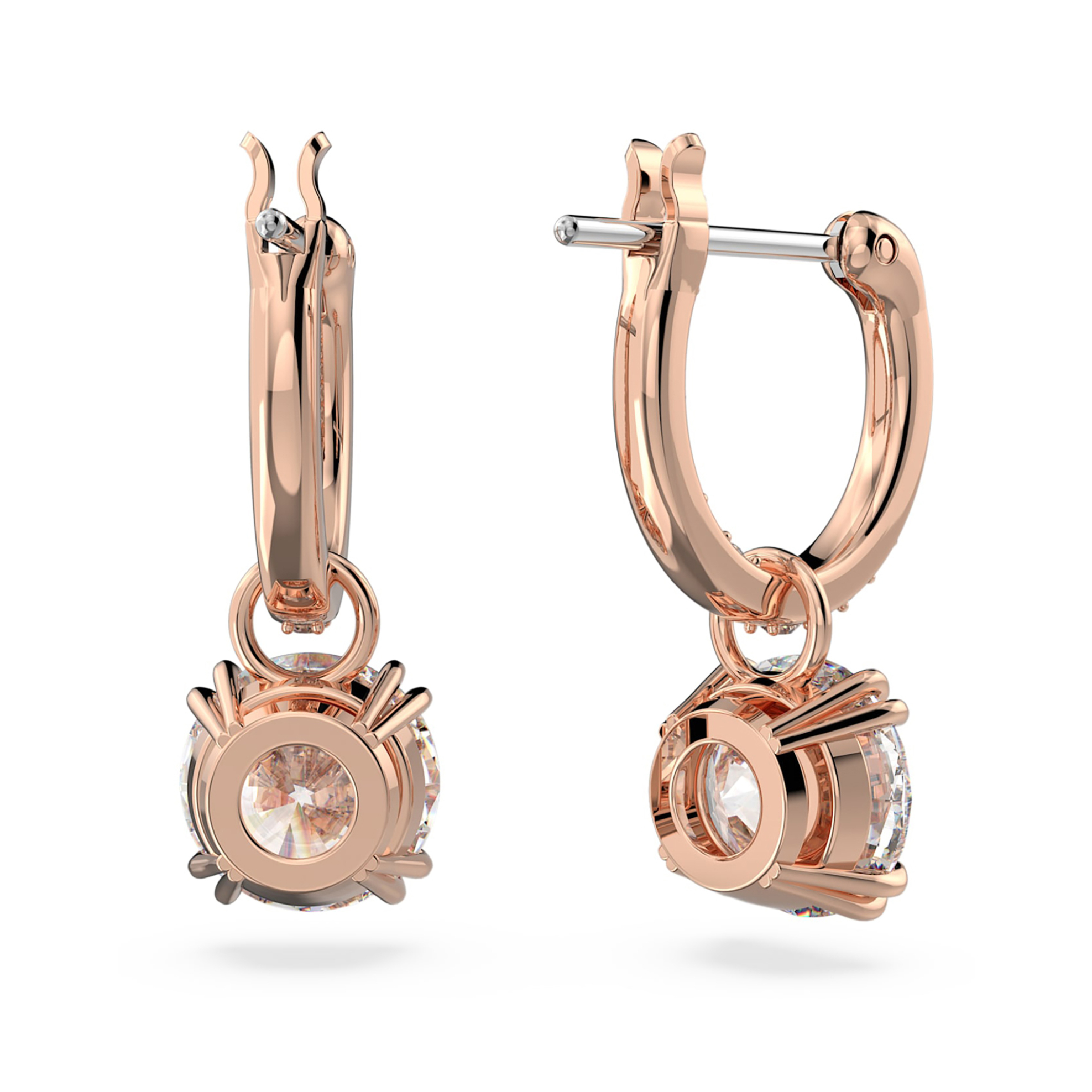 Swarovski γυναικεία σκουλαρίκια σταγόνα στρογγυλή κοπή, λευκά, επιμετάλλωση σε ροζ χρυσαφί τόνο "Constella" - 5639975 φωτογραφία