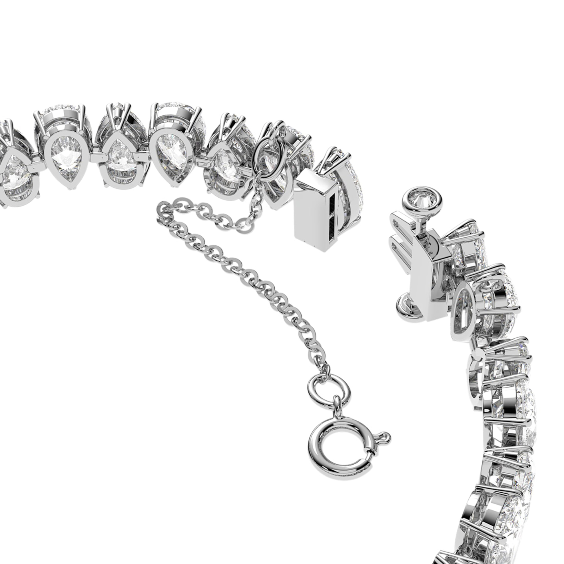 Swarovski Γυναικείο Βραχιόλι Κοπή Pear Λευκό Επιμετάλλωση Ροδίου Millenia - 5598350