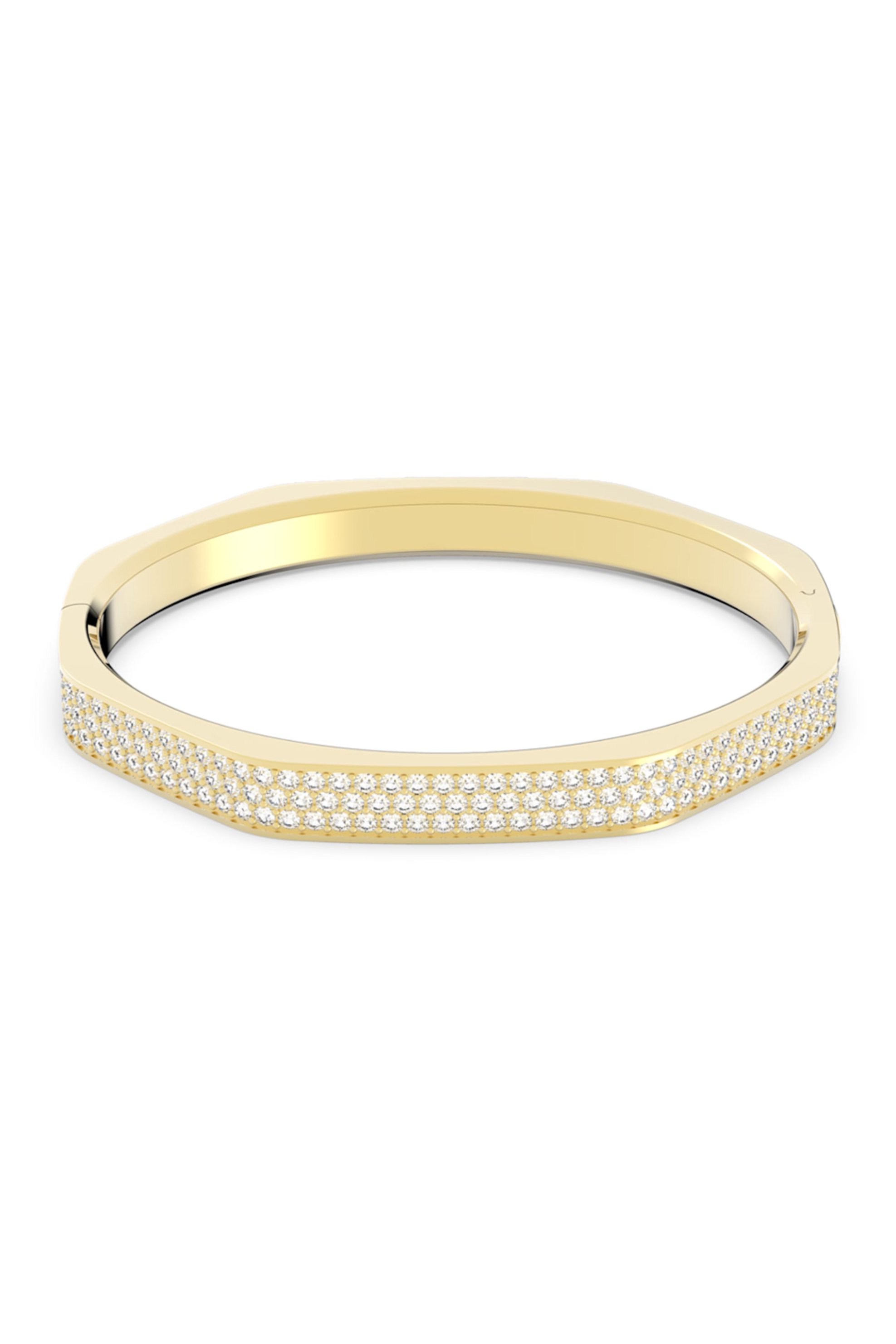 Swarovski άκαμπτο βραχιόλι οκταγωνικό σχήμα, pavé, λευκό, επιμετάλλωση σε χρυσαφί τόνο "Dextera" - 5639199