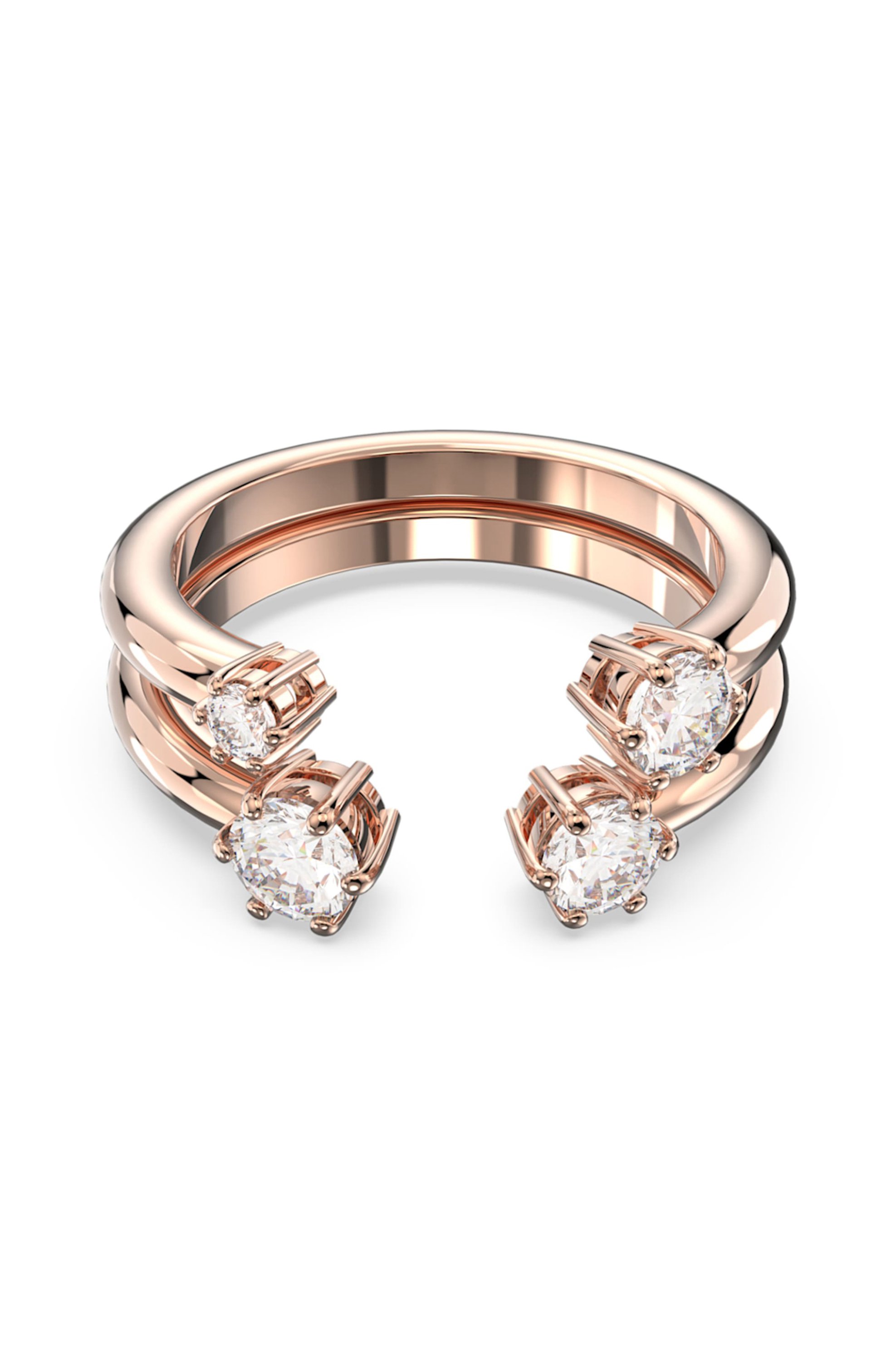 SWAROVSKI Swarovski δαχτυλίδι σετ, στρογγυλή κοπή, λευκό, επιμετάλλωση σε ροζ χρυσαφί τόνο "Constella" (2 τεμάχια) - 5640972