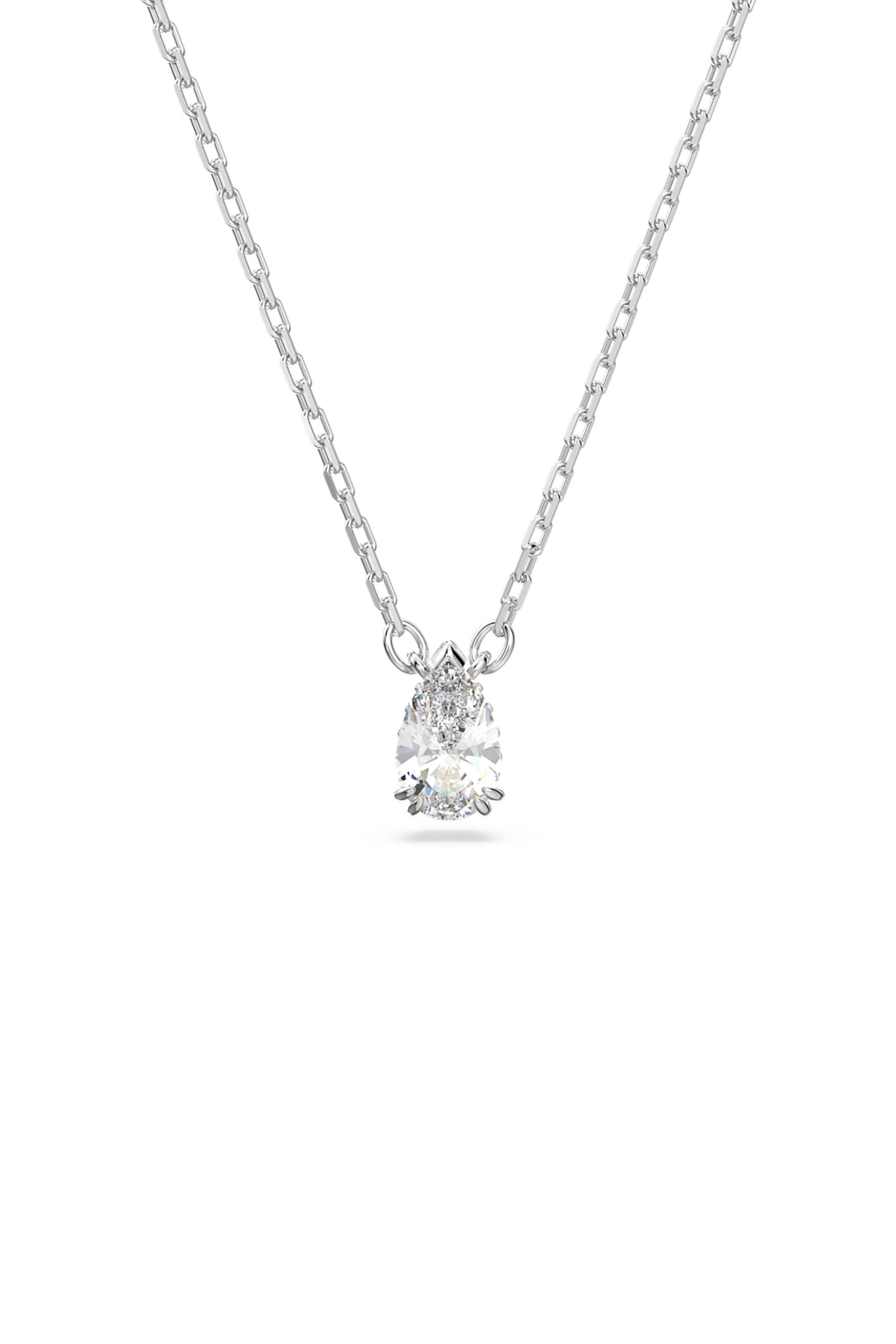 SWAROVSKI Swarovski γυναικείο μενταγιόν κοπή pear, λευκό, επιμετάλλωση ροδίου "Millenia" - 5636708