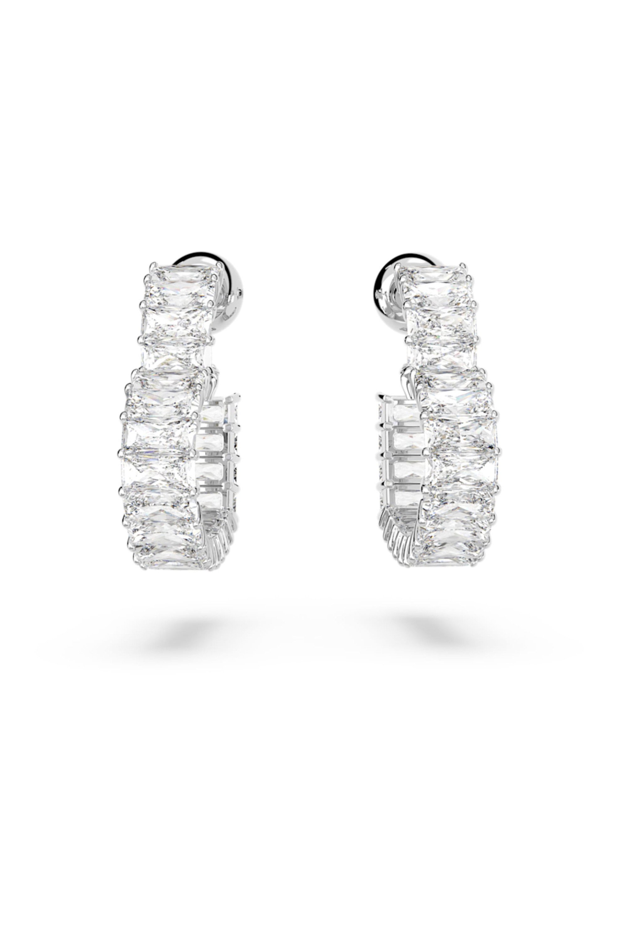 Swarovski γυναικείοι κρίκοι καρδιά, μικρά, λευκά, επιμετάλλωση ροδίου "Matrix" - 5653170