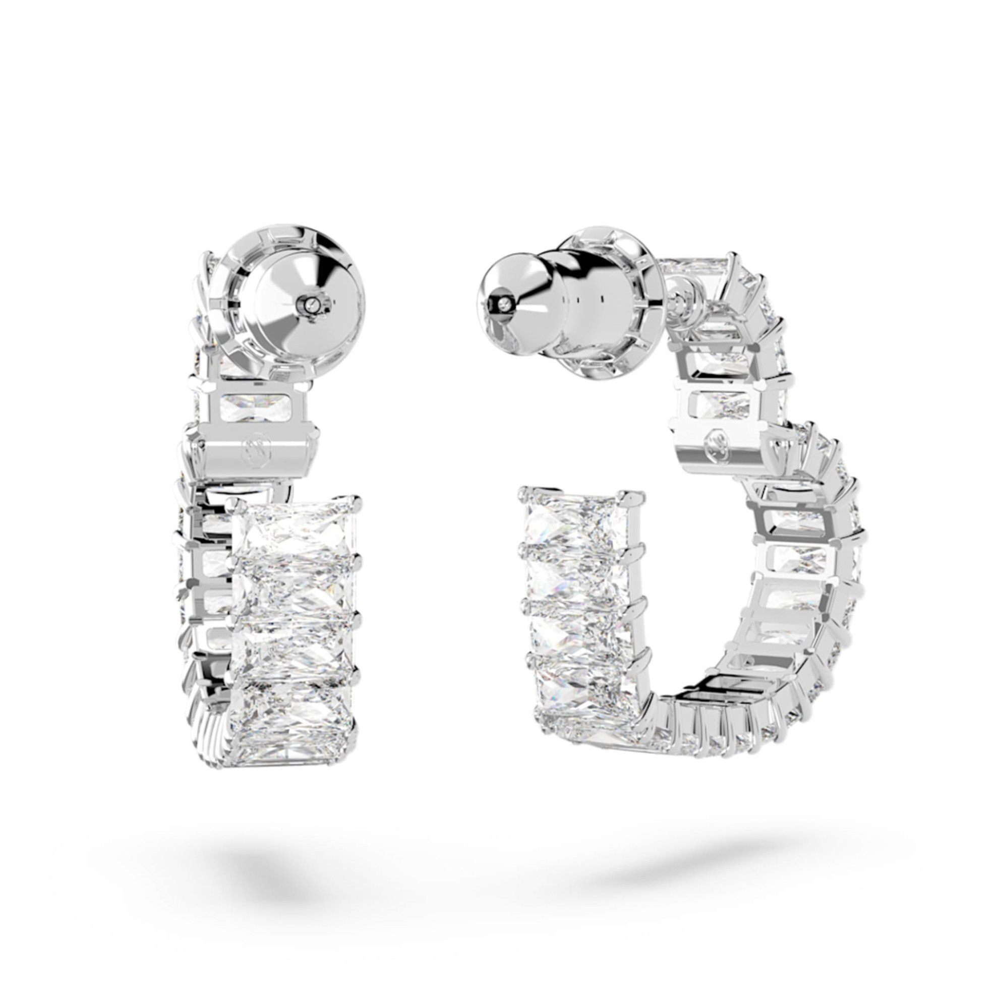 Swarovski Γυναικείοι Κρίκοι Καρδιά Μικρά Λευκά Επιμετάλλωση Ροδίου Matrix - 5653170