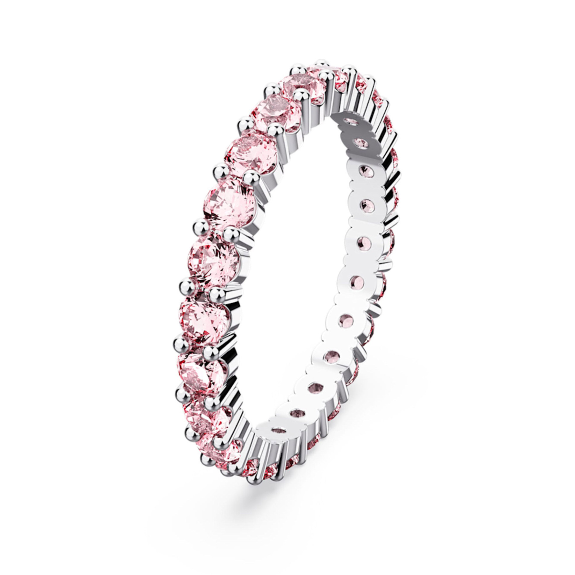 Swarovski γυναικείο δαχτυλίδι στρογγυλή κοπή, ροζ, επιμετάλλωση ροδίου "Matrix" (55) - 5658856 φωτογραφία