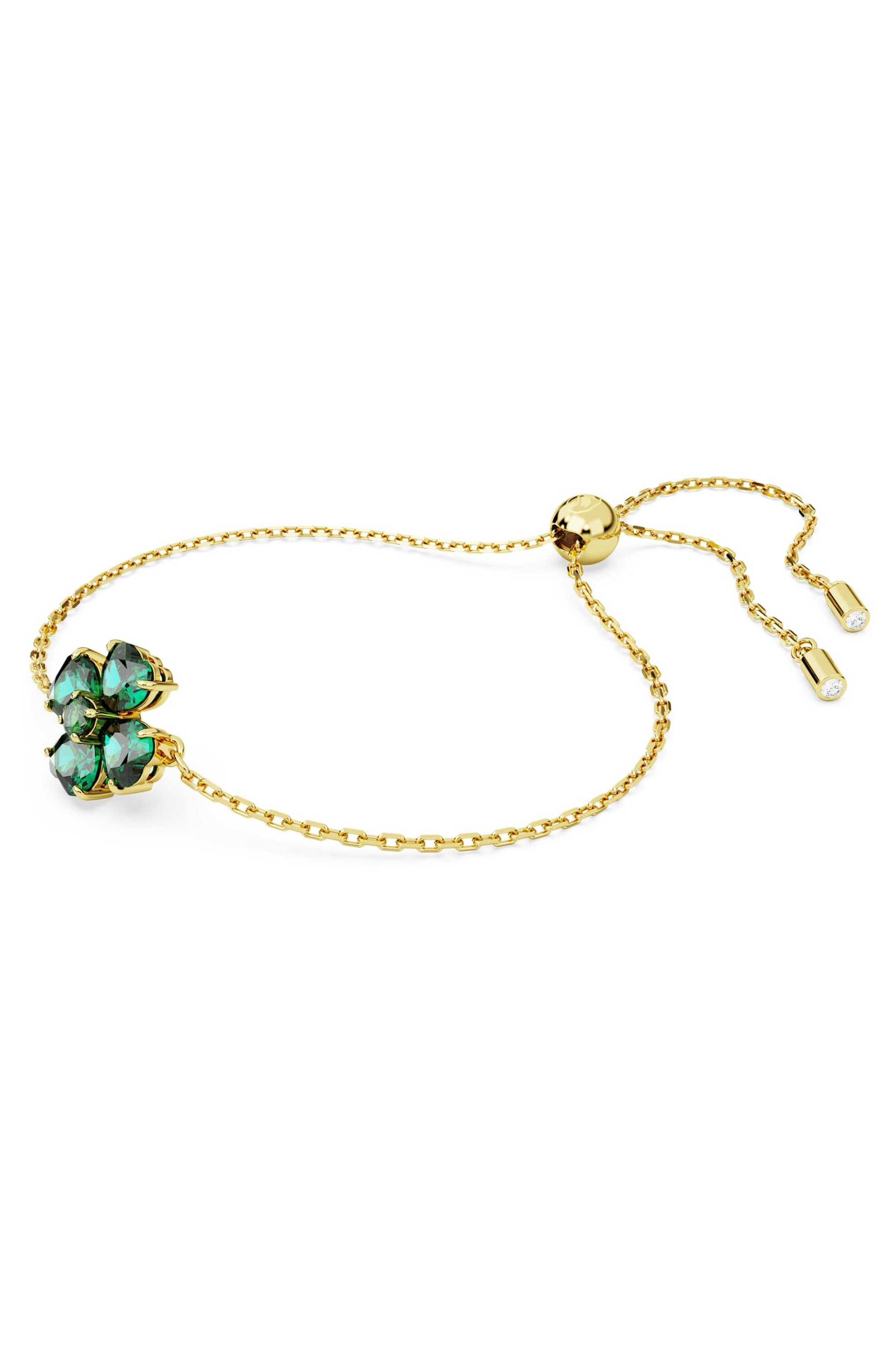 Swarovski γυναικείο βραχιόλι μείξη κοπών, τριφύλλι, πράσινο, επιμετάλλωση σε χρυσαφί τόνο "Idyllia" - 5666585 φωτογραφία