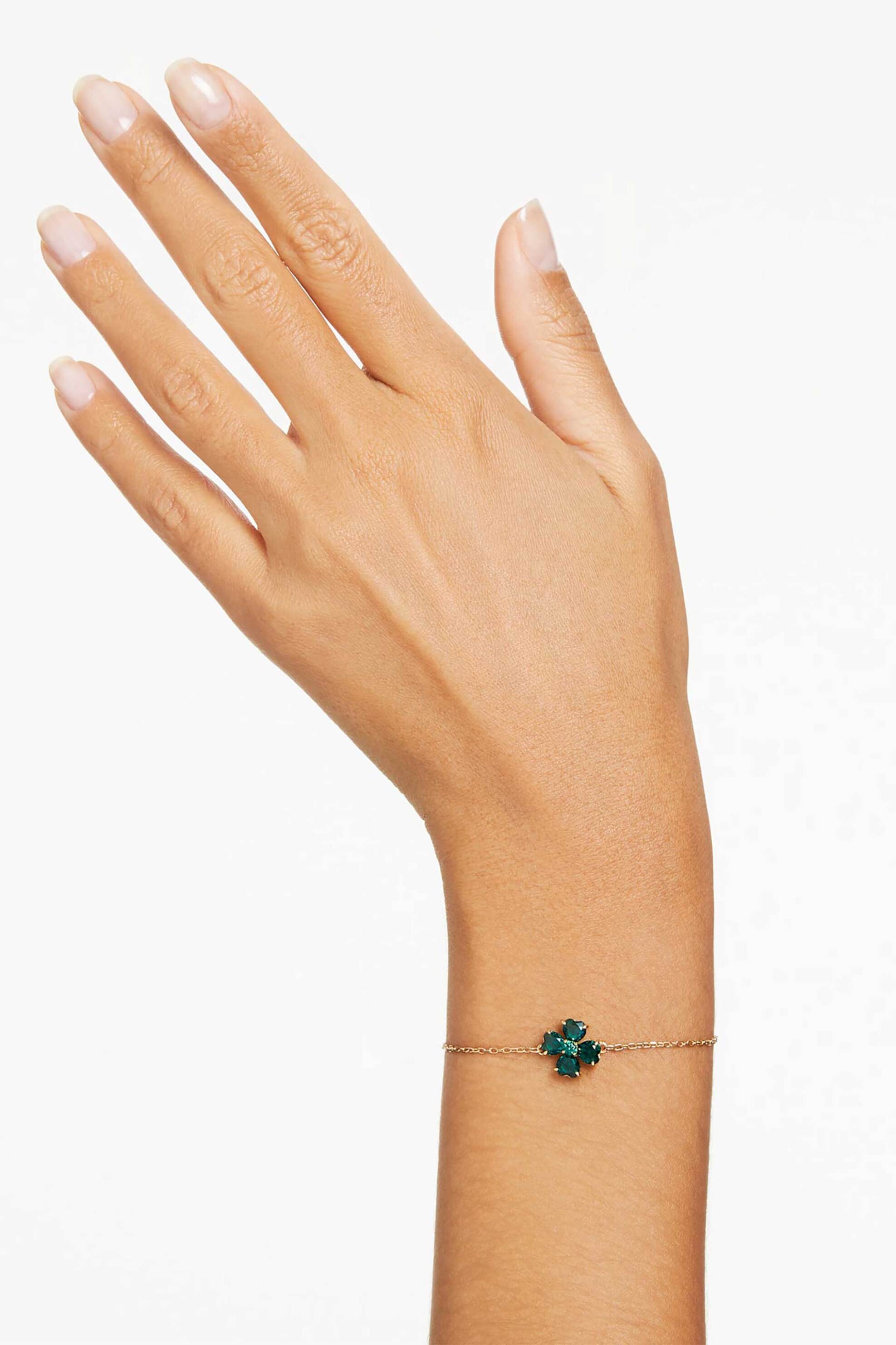 Swarovski γυναικείο βραχιόλι μείξη κοπών, τριφύλλι, πράσινο, επιμετάλλωση σε χρυσαφί τόνο "Idyllia" - 5666585 φωτογραφία
