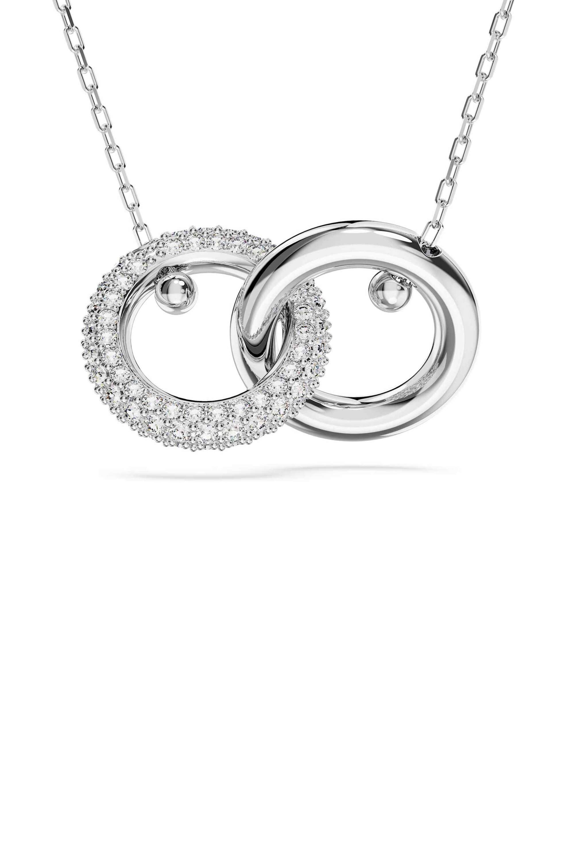 Swarovski γυναικείο μενταγιόν αλληλένδετη στεφάνη, λευκό, επιμετάλλωση ροδίου "Dextera" - 5670251