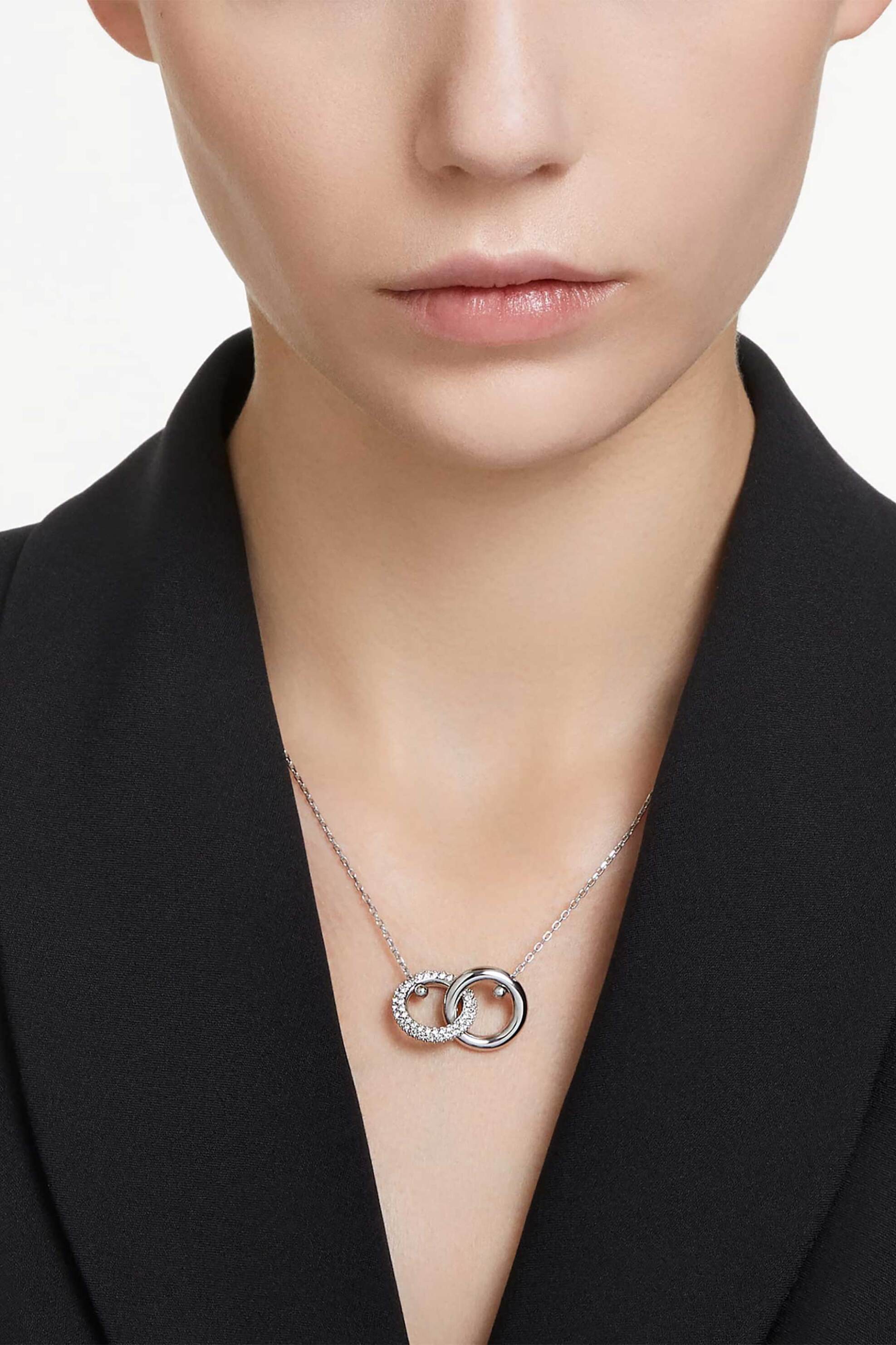 Swarovski Γυναικείο Μενταγιόν Αλληλένδετη Στεφάνη Λευκό Επιμετάλλωση Ροδίου Dextera - 5670251
