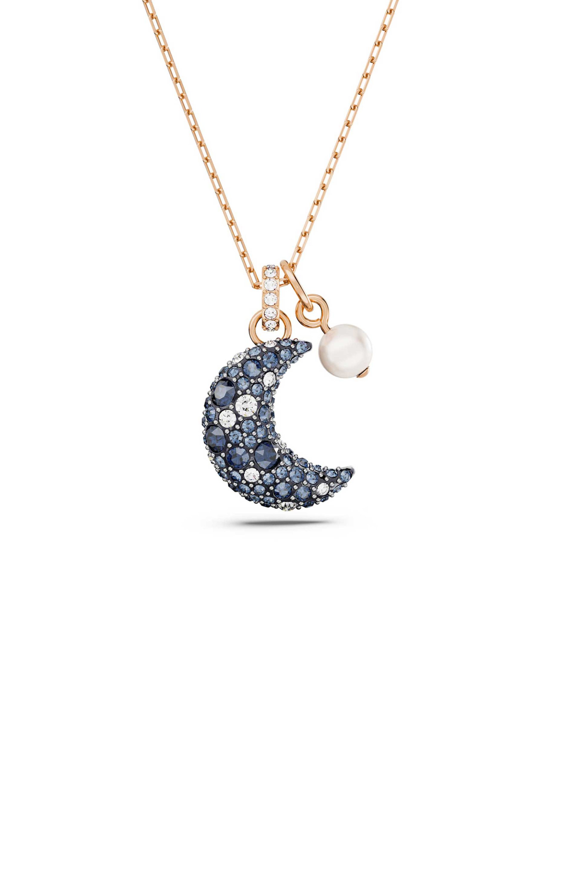 Swarovski γυναικείο μενταγιόν φεγγάρι, πολύχρωμο, επιμετάλλωση σε ροζ χρυσαφί τόνο "Sublima" - 5671585