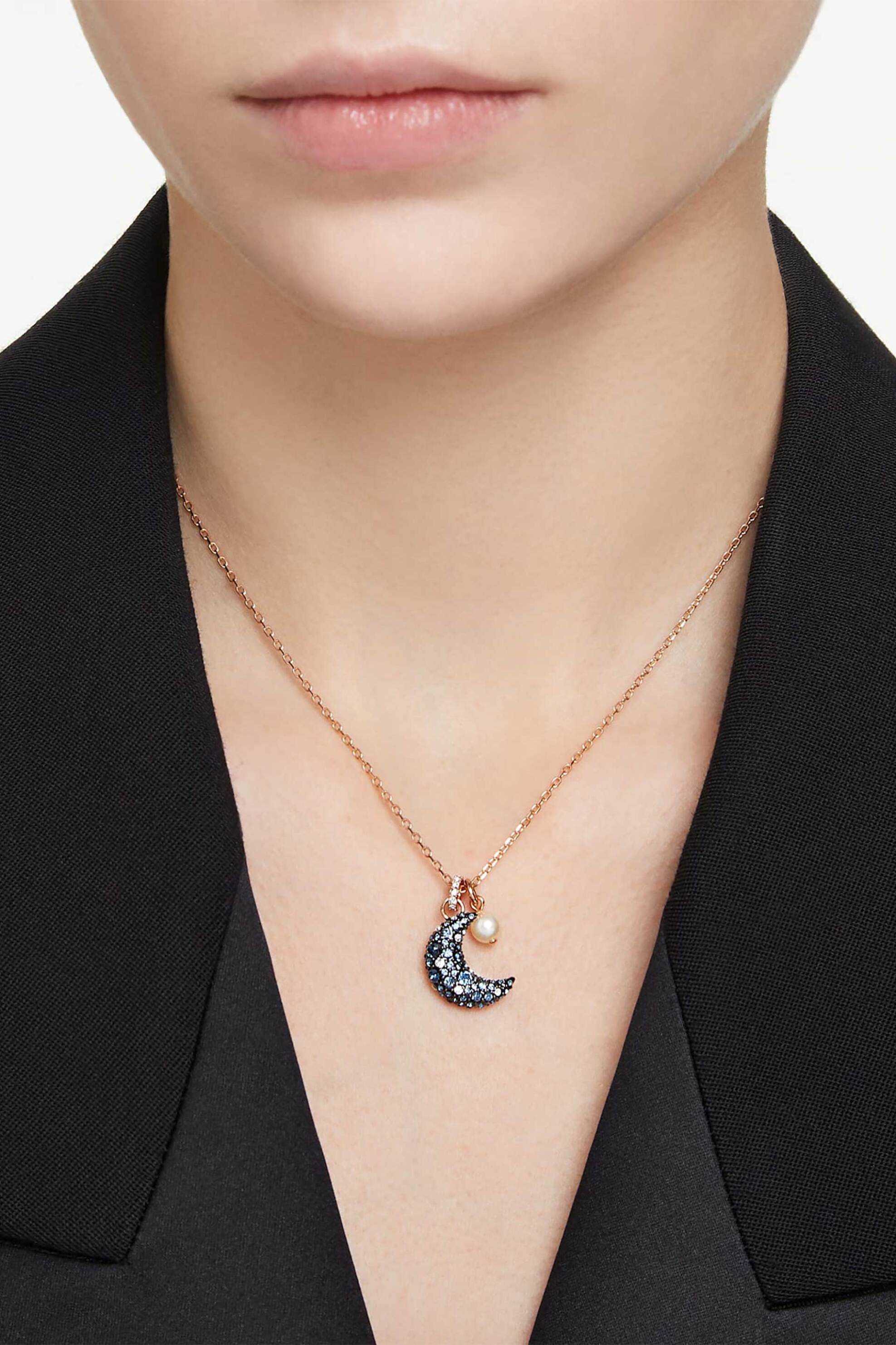 Swarovski Γυναικείο Μενταγιόν Φεγγάρι Πολύχρωμο Επιμετάλλωση σε Ροζ Χρυσαφί Τόνο Sublima - 5671585