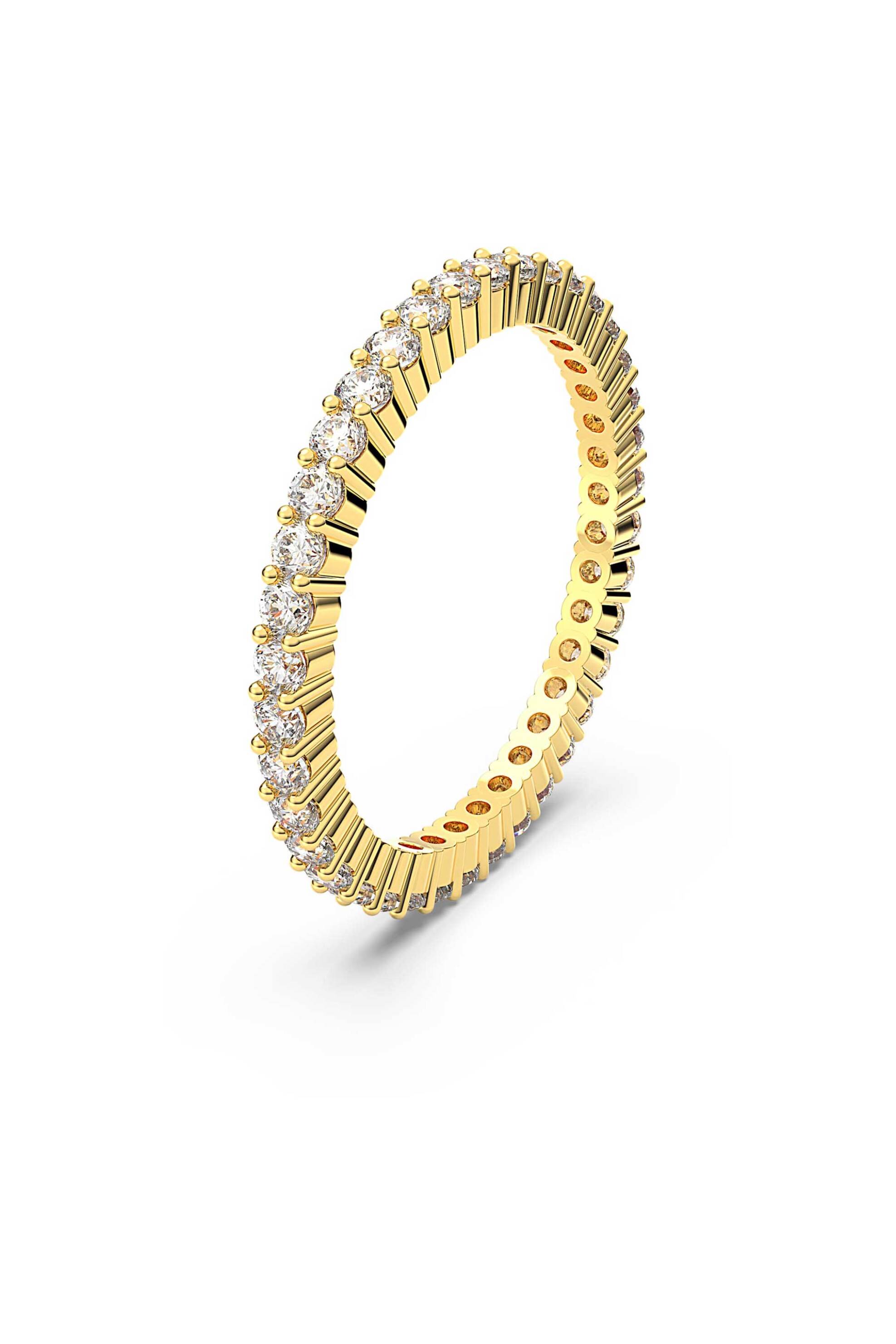 Swarovski γυναικείο δαχτυλίδι στρογγυλή κοπή, λευκό, φινίρισμα σε χρυσό τόνο "Matrix Vittore" (55) - 5655703