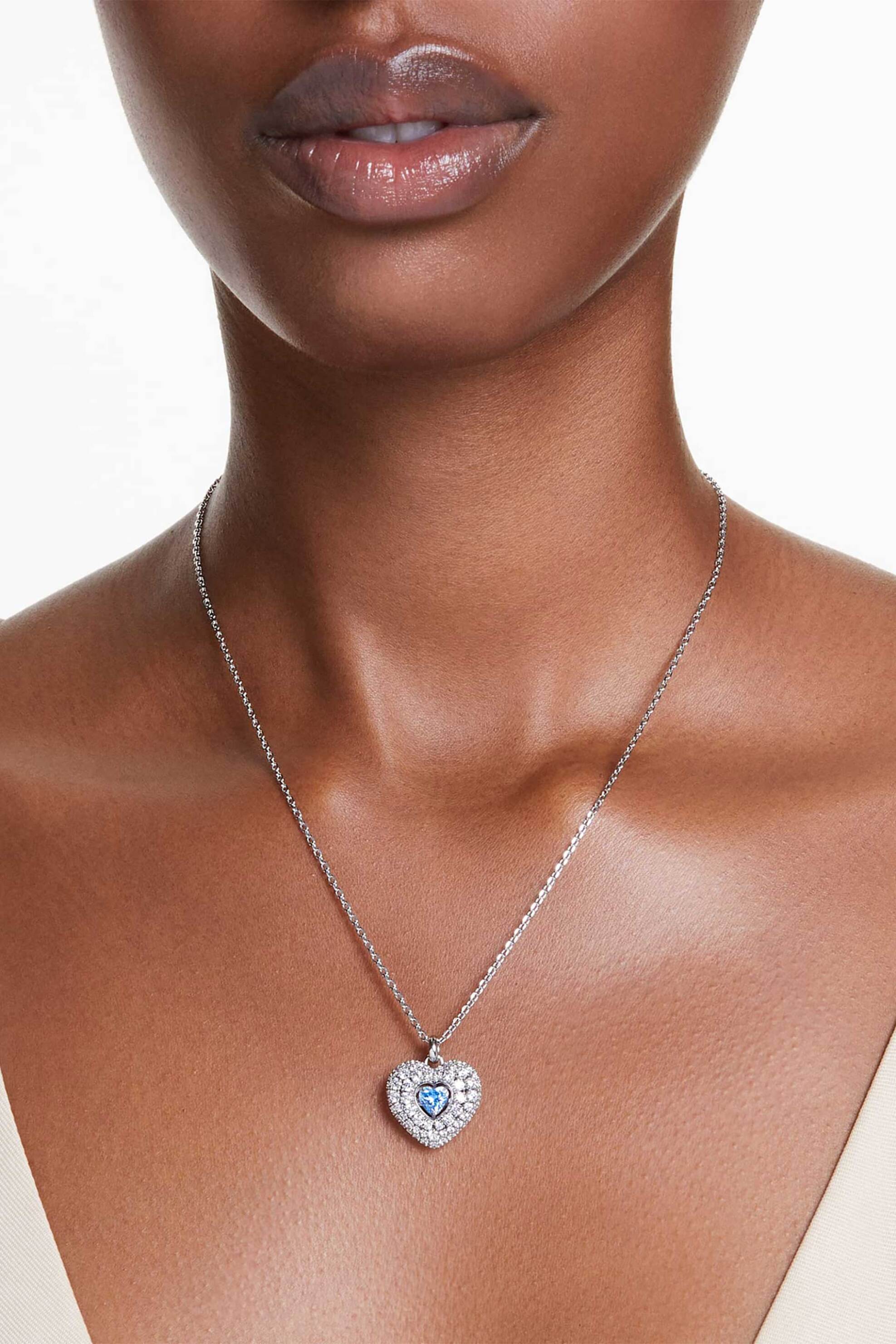 Swarovski γυναικείο μενταγιόν καρδιά, μπλε, επιμετάλλωση ροδίου "Idyllia" - 5680403 φωτογραφία