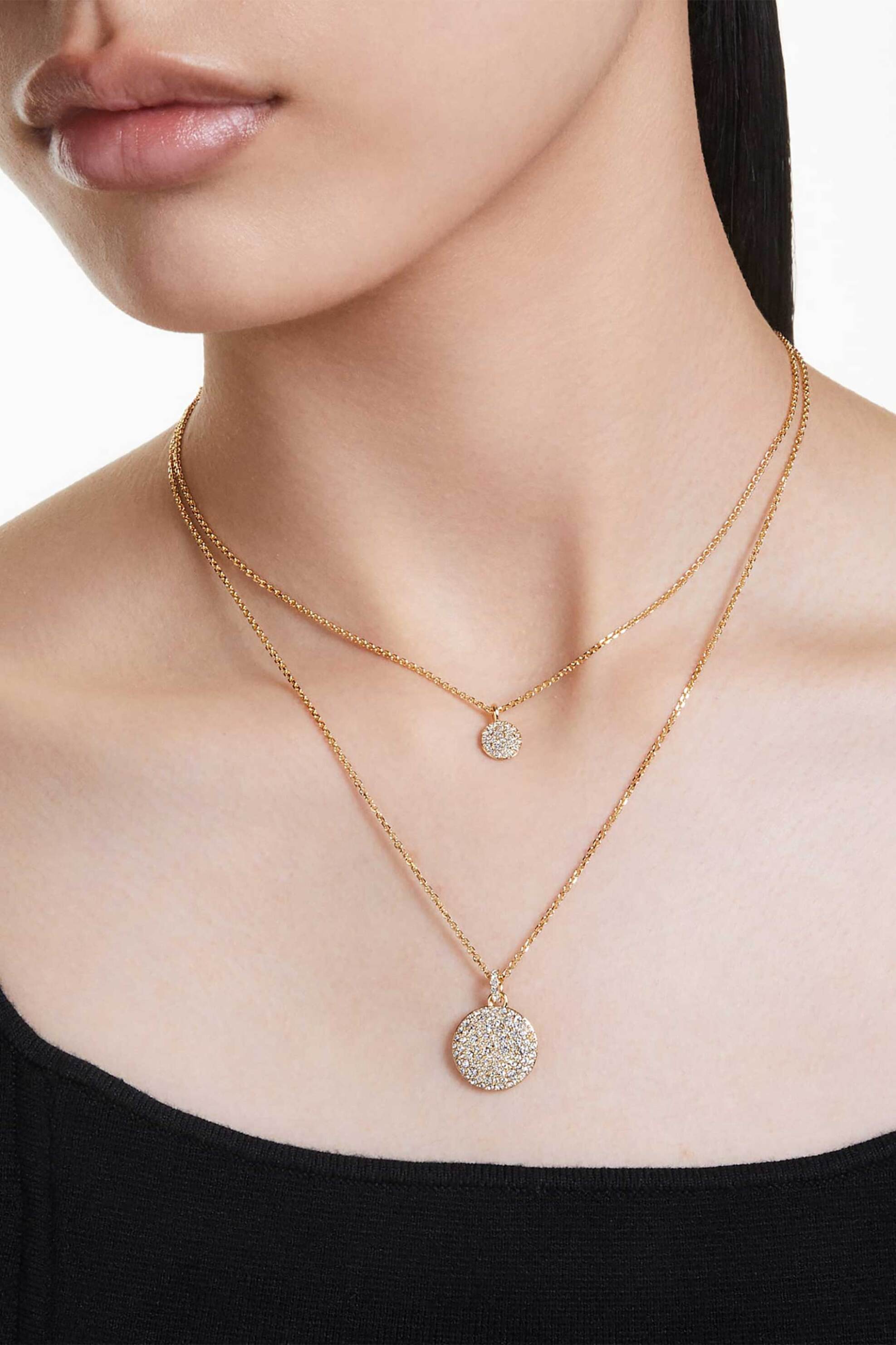 Swarovski Γυναικείο Διπλό Μενταγιόν Λευκό Επιμετάλλωση σε Χρυσαφί Τόνο Sublima - 5683442