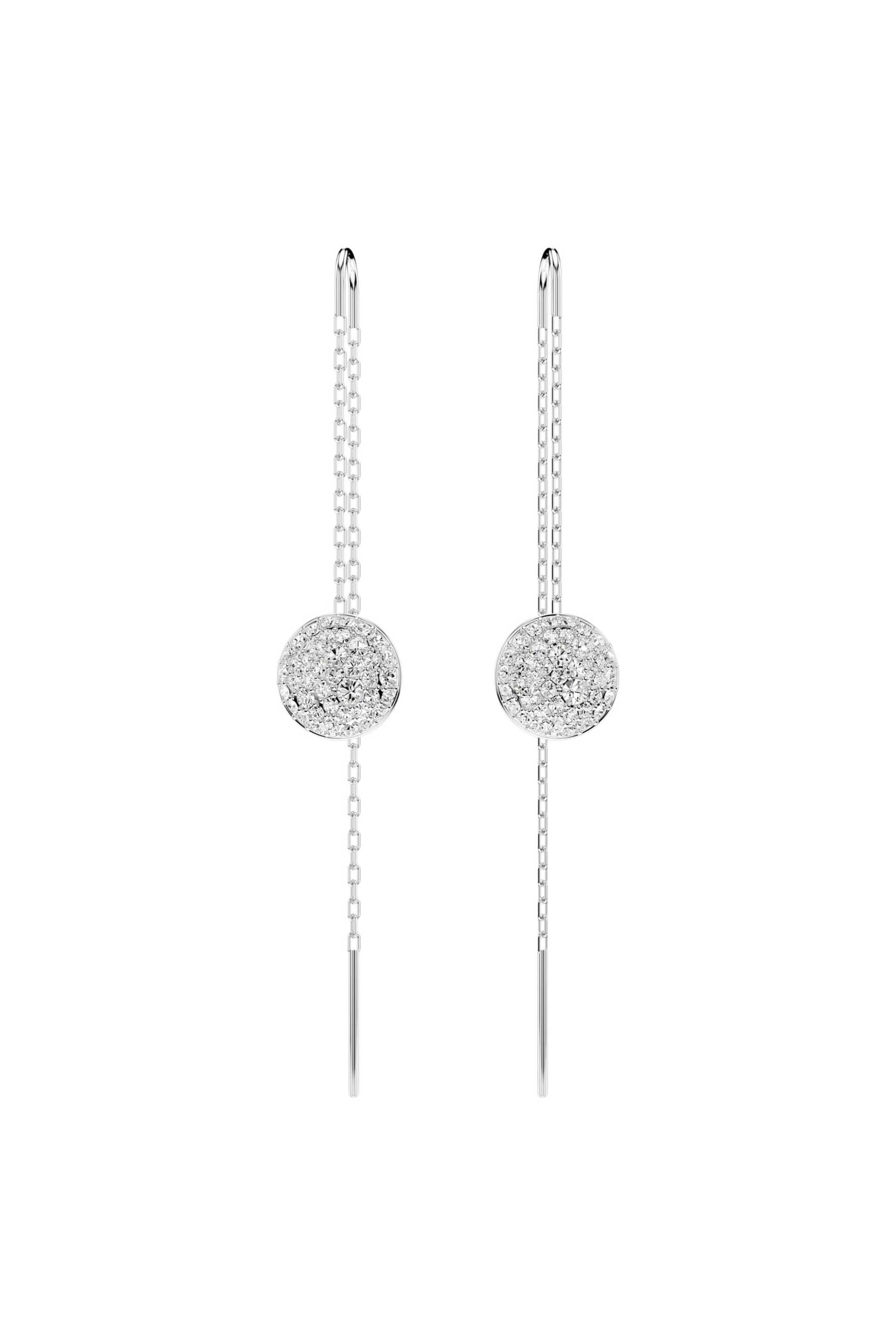 Swarovski σκουλαρίκια-σταγόνα λευκά, επιμετάλλωση ροδίου "Sublima" - 5683448