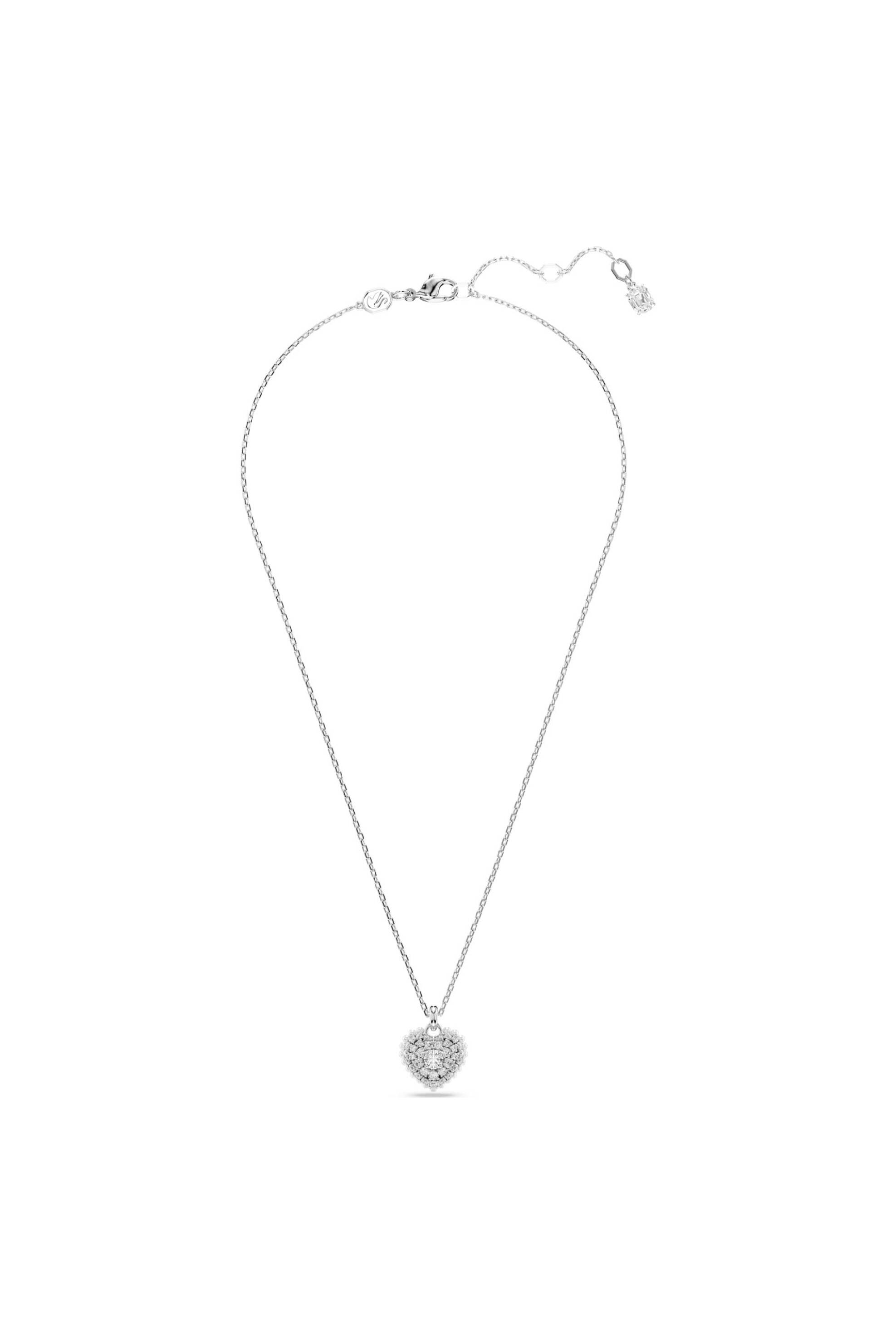 Swarovski γυναικείο μενταγιόν καρδιά, λευκό, επιμετάλλωση ροδίου "Idyllia" - 5684386 φωτογραφία