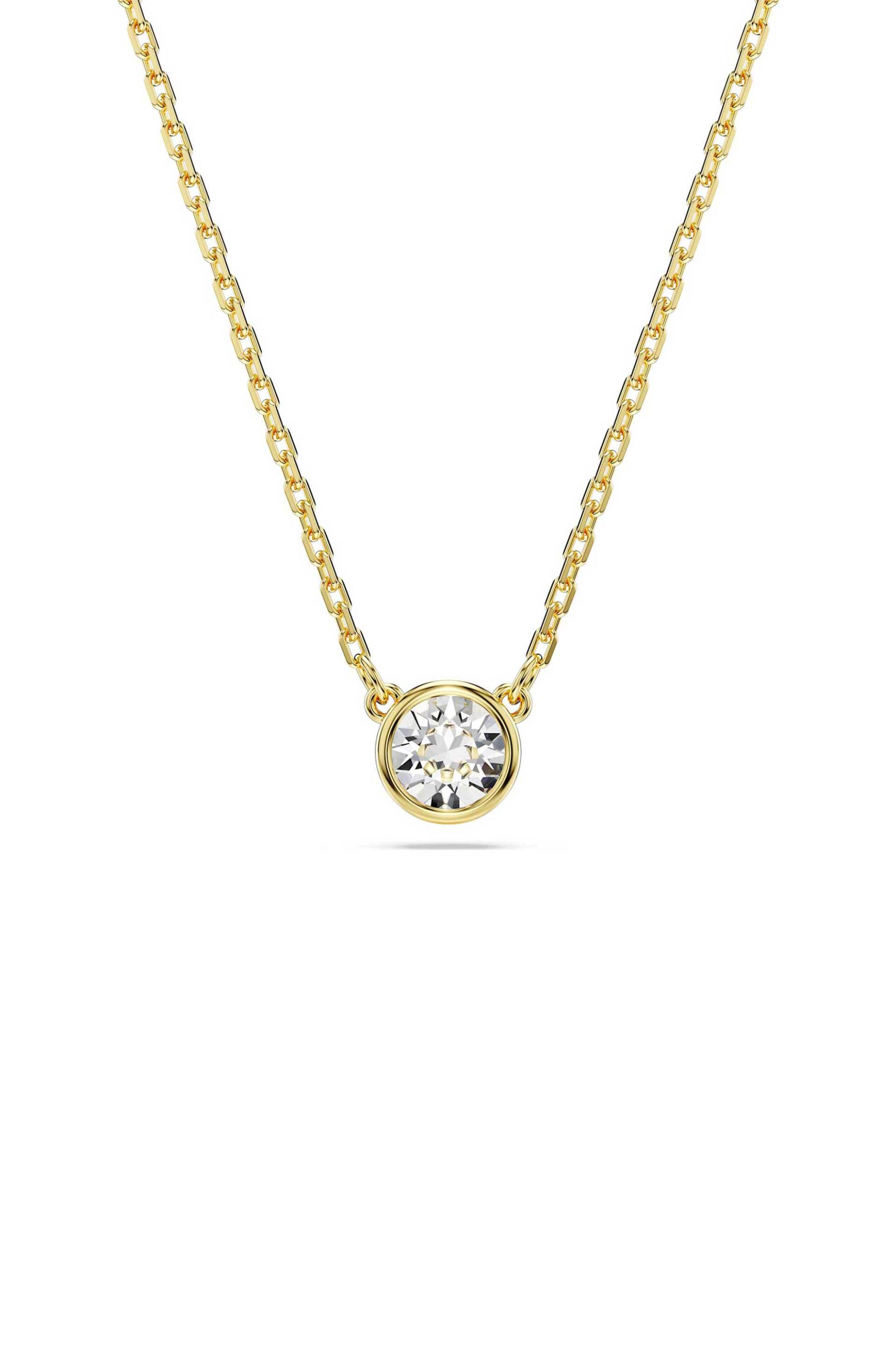 Swarovski γυναικείο μενταγιόν στρογγυλή κοπή, λευκό, επιμετάλλωση σε χρυσαφί τόνο "Imber" - 5684511