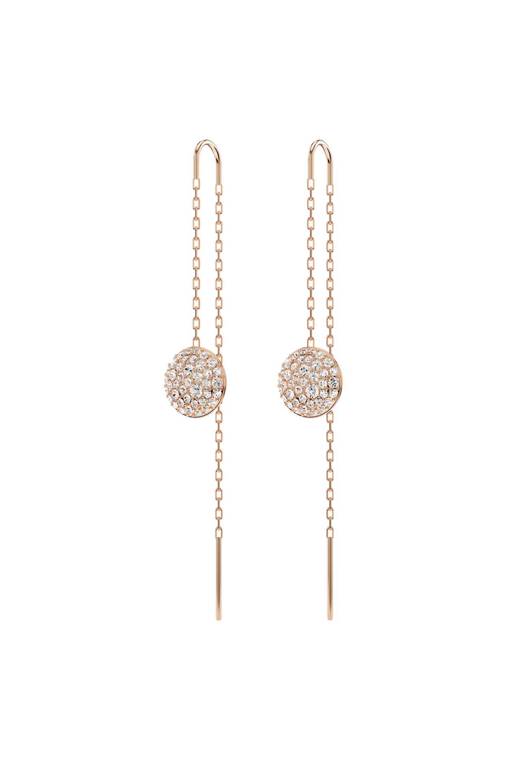 Swarovski γυναικεία σκουλαρίκια-σταγόνα λευκά, επιμετάλλωση σε ροζ χρυσαφί τόνο "Sublima" - 5689427 φωτογραφία