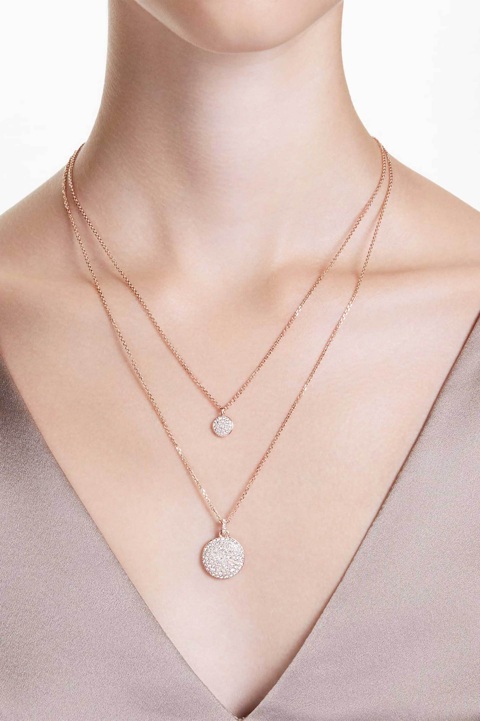 Swarovski Γυναικείο Διπλό Μενταγιόν Λευκό Επιμετάλλωση σε Ροζ Χρυσαφί Τόνο Sublima - 5683449