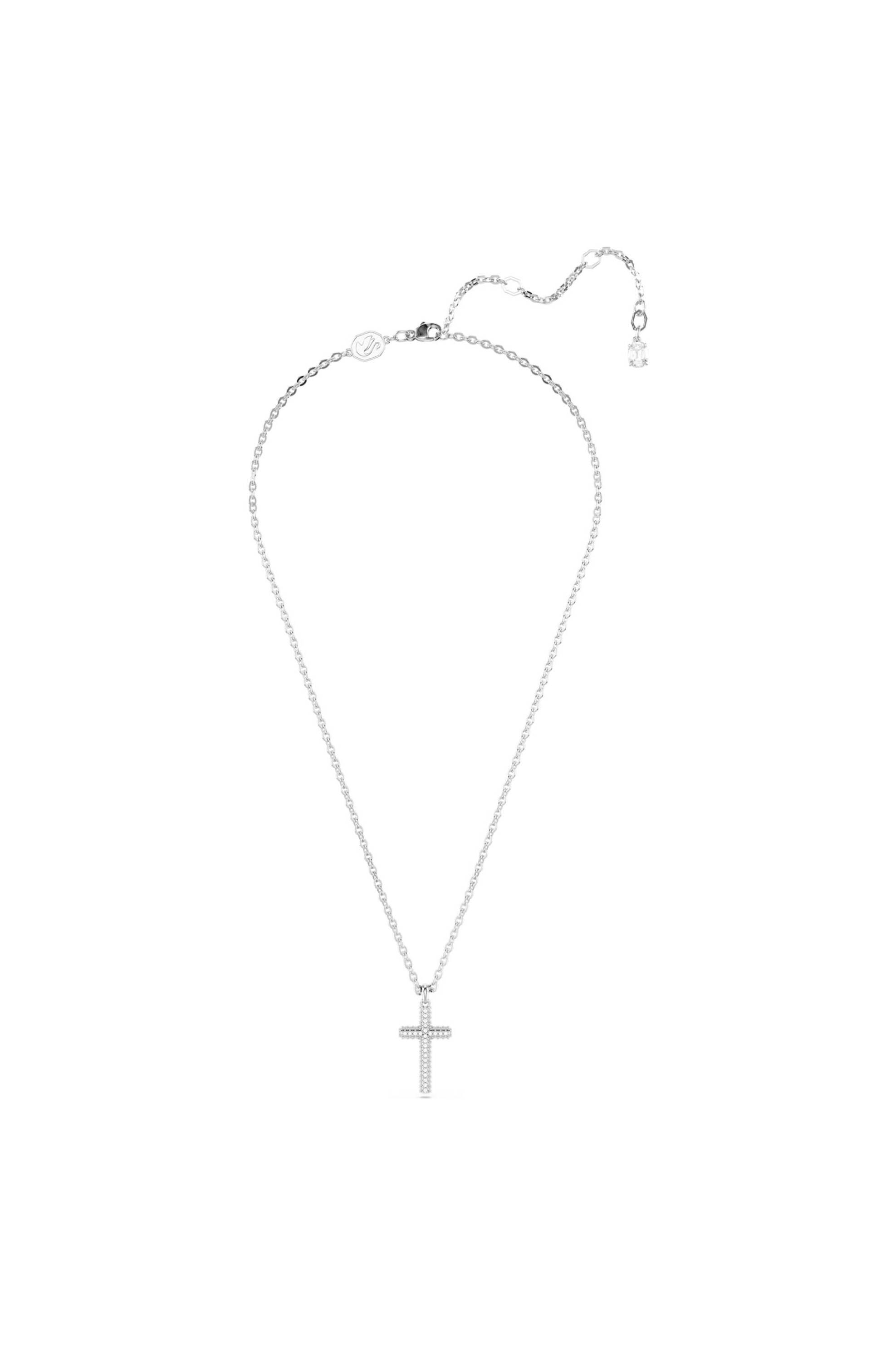 Swarovski γυναικείο μενταγιόν pavé, σταυρός, λευκό, επιμετάλλωση ροδίου 
