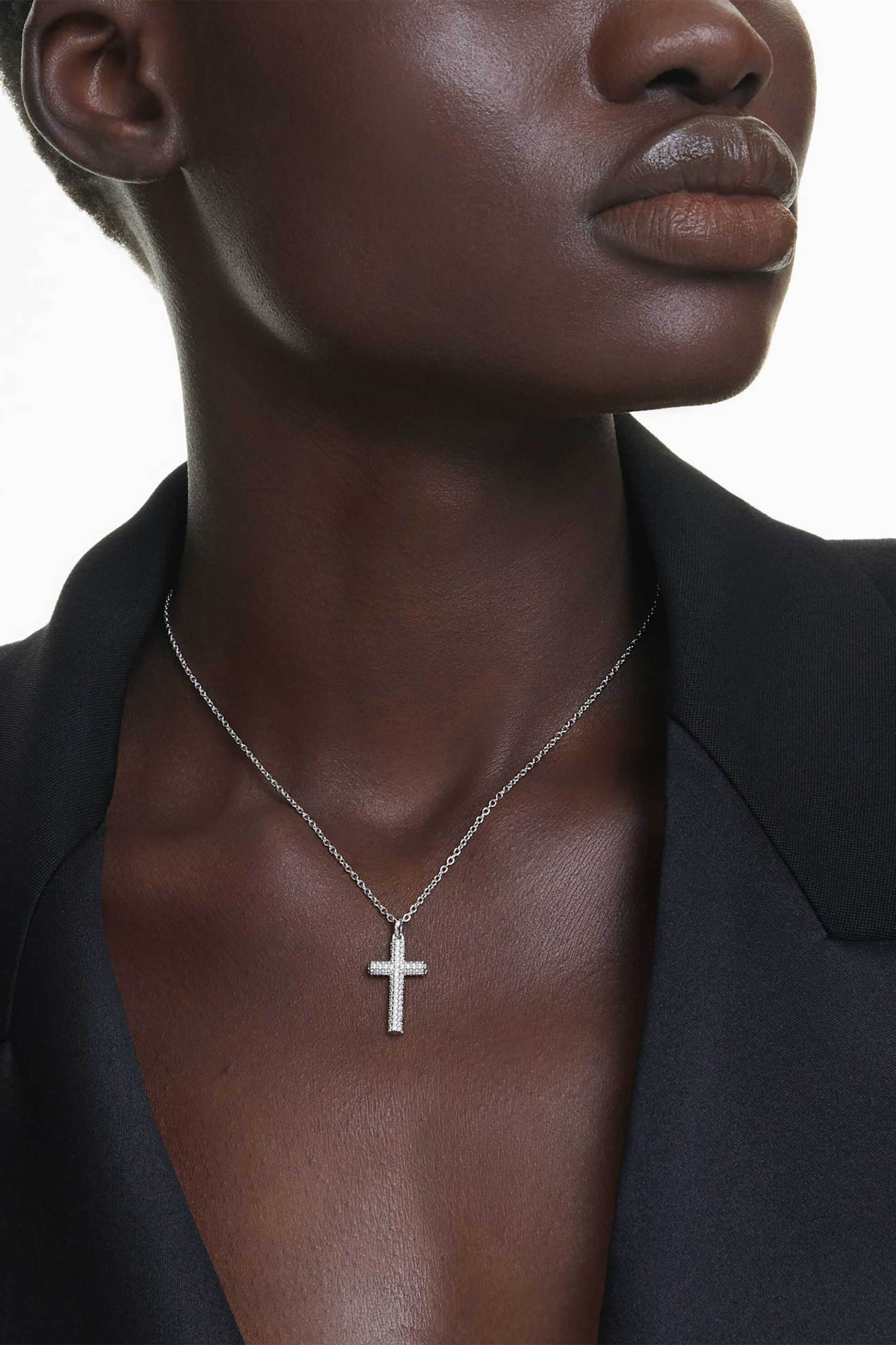 Swarovski Γυναικείο Μενταγιόν Pavé Σταυρός Λευκό Επιμετάλλωση Ροδίου Insigne - 5675577