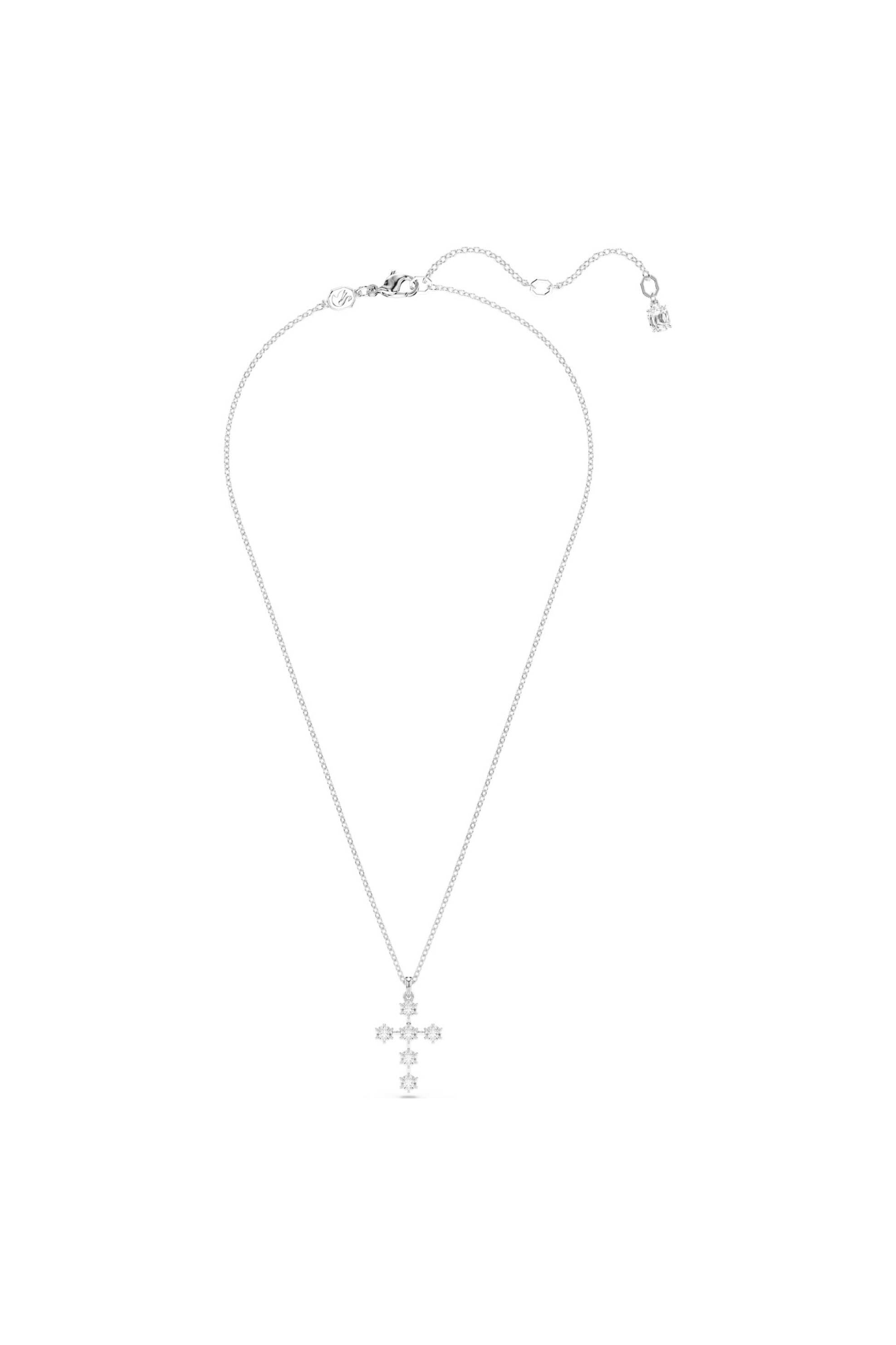 SWAROVSKI Swarovski γυναικείο μενταγιόν στρογγυλή κοπή, σταυρός, λευκό, επιμετάλλωση ροδίου "Insigne" - 5675576 - 2