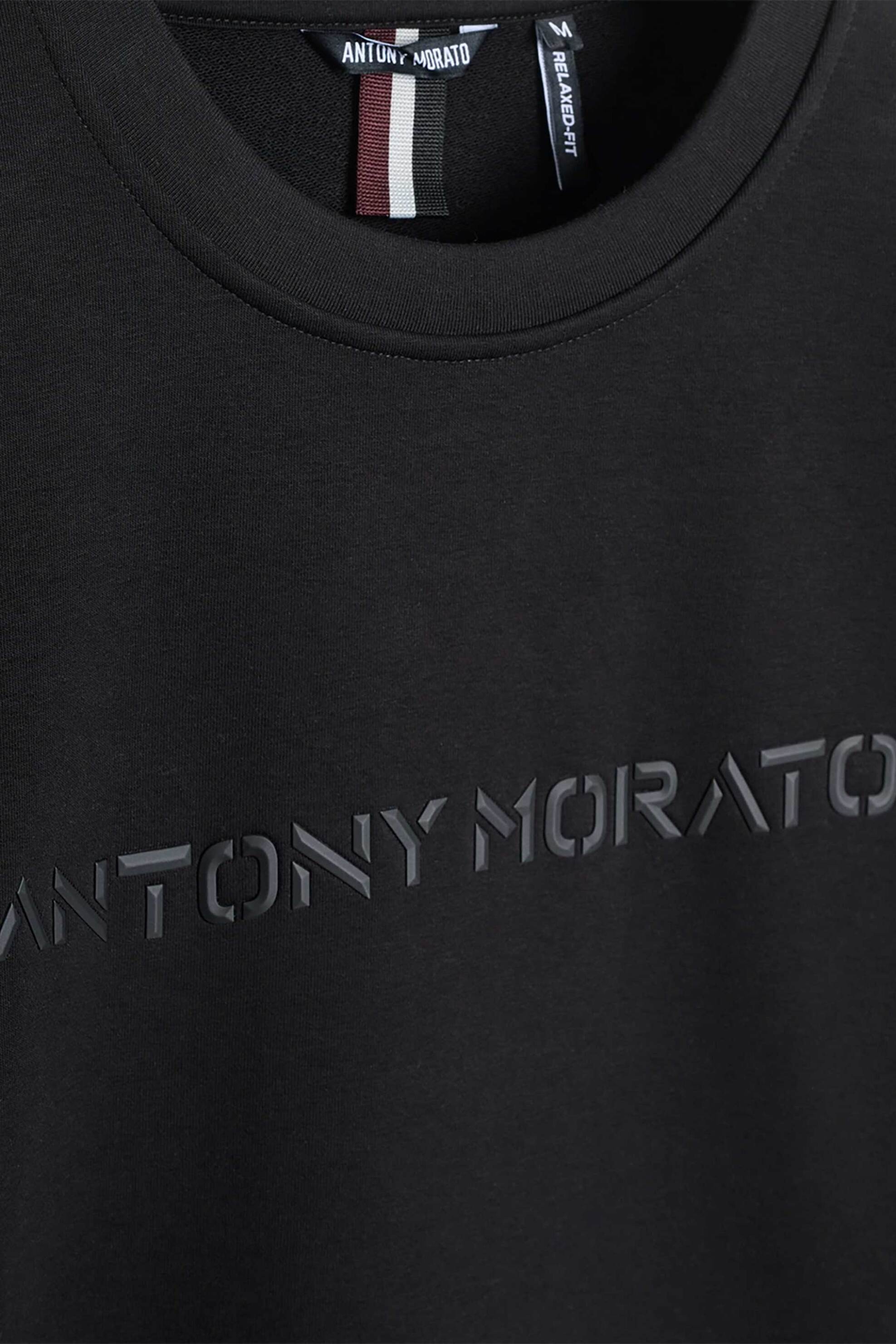 Antony Morato ανδρική μπλούζα φούτερ με ανάγλυφο λογότυπο Regular Fit - FL01103FA150222 Μαύρο φωτογραφία