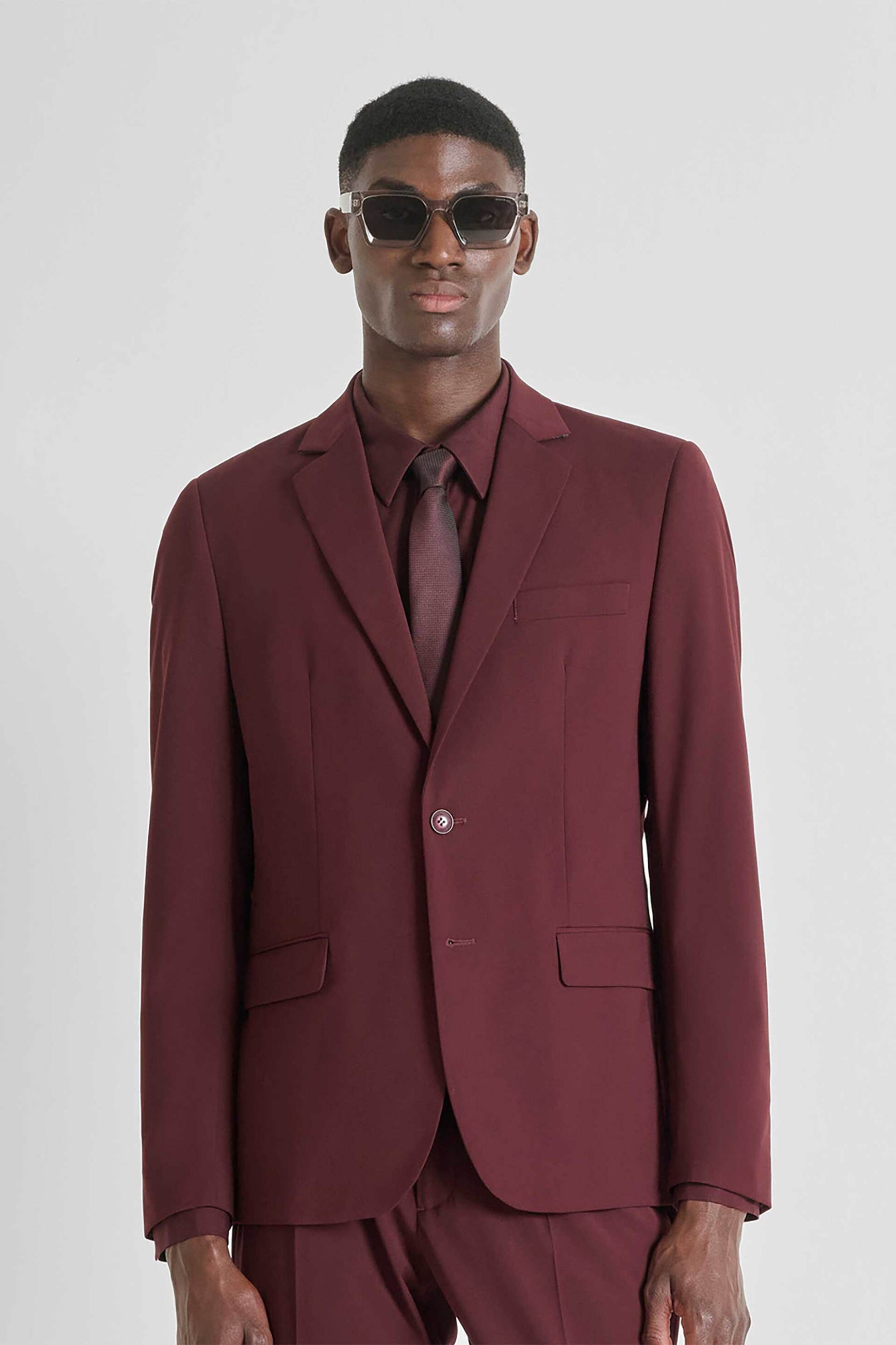 ANTONY MORATO Antony Morato ανδρικό σακάκι μονόχρωμο Regular Fit "Luis" - JS00068FA600263 Μπορντό