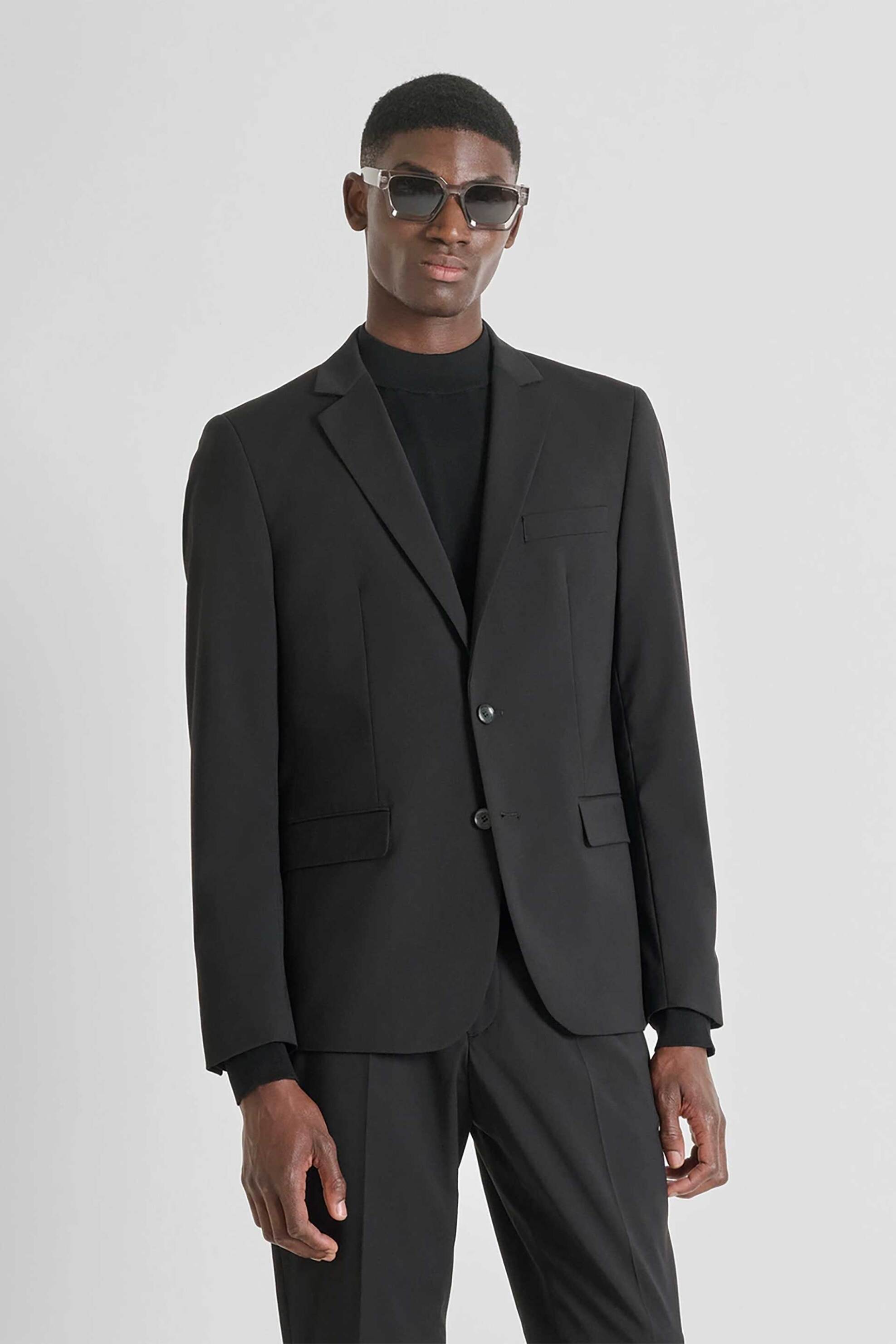 ANTONY MORATO Antony Morato ανδρικό σακάκι μονόχρωμο Regular Fit "Luis" - JS00068FA600263 Μαύρο