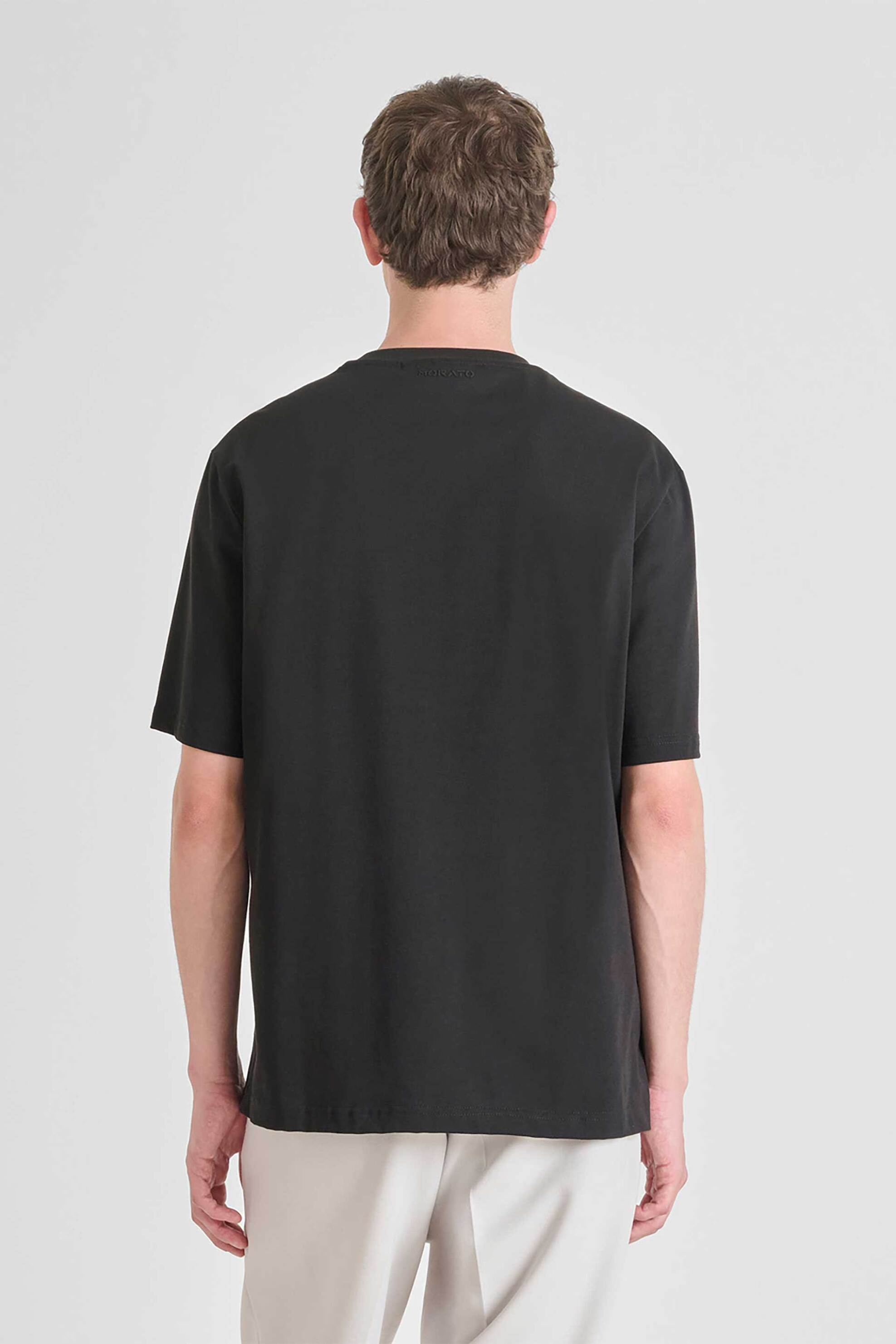 Antony Morato ανδρικό T-shirt με ανάγλυφο skull print Relaxed Fit - KS02544FA100239 Μαύρο φωτογραφία