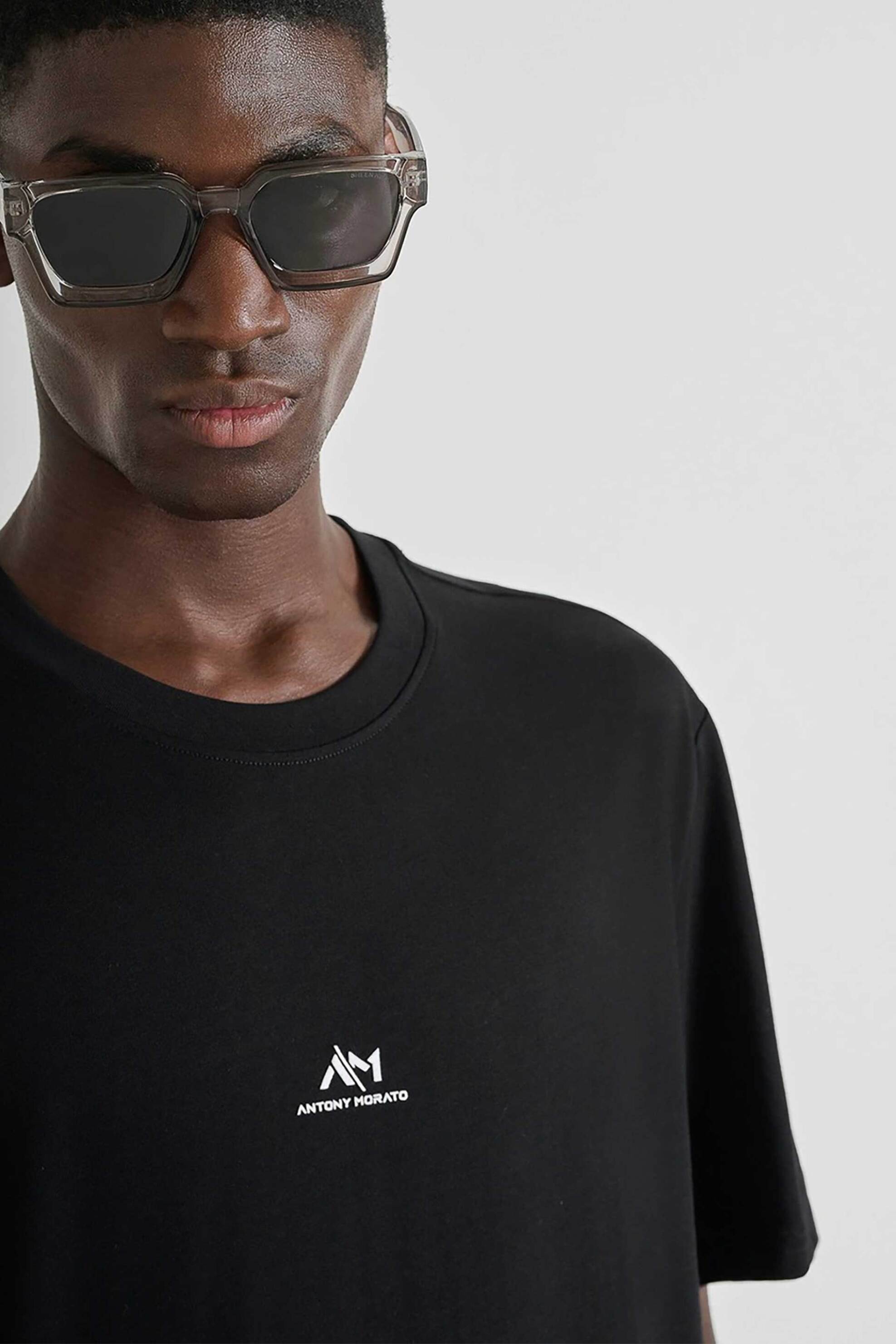 Antony Morato ανδρικό T-shirt με ανάγλυφο logo print Relaxed Fit - KS02549FA100258 Μαύρο φωτογραφία