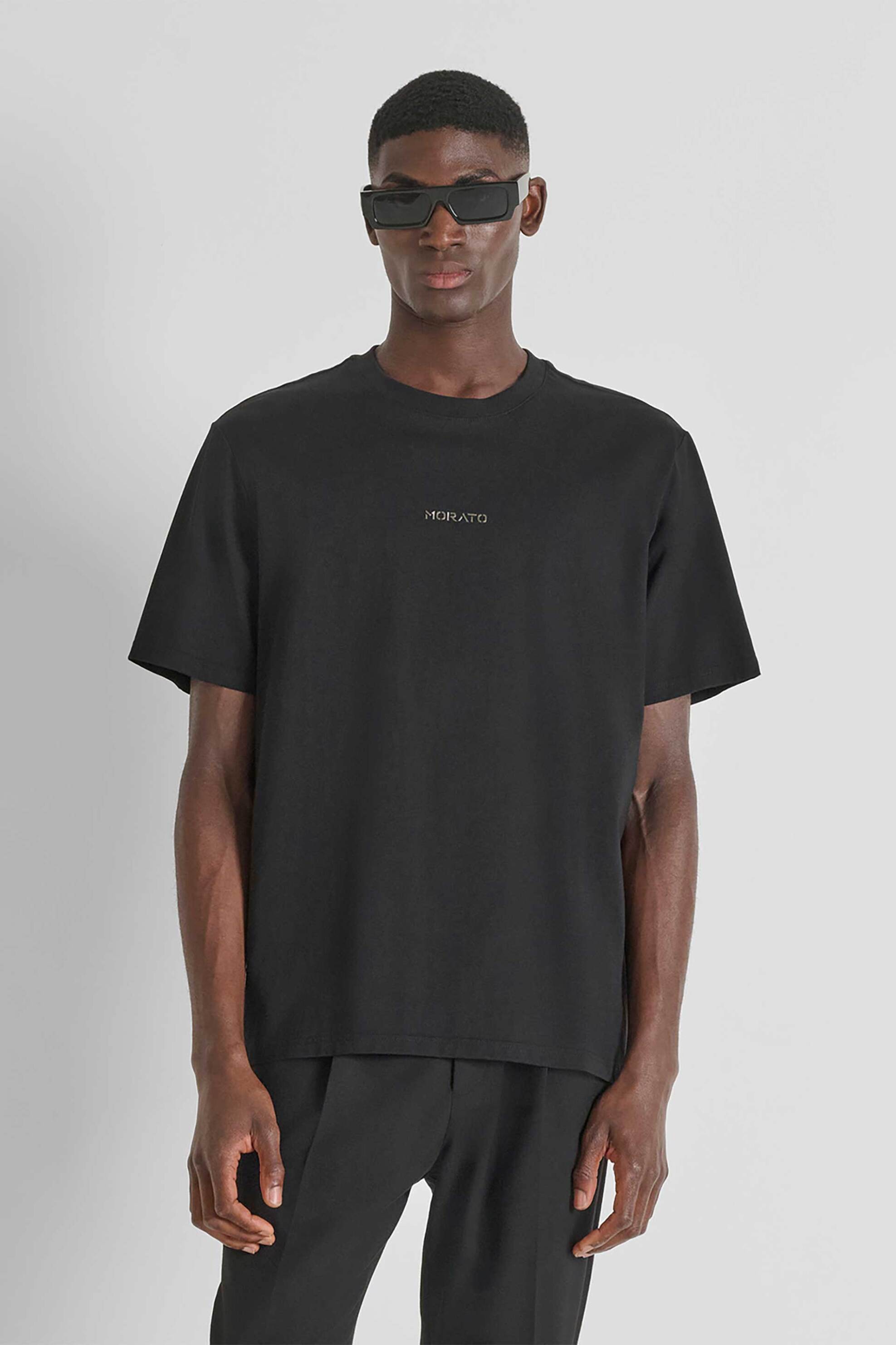 ANTONY MORATO Antony Morato ανδρικό T-shirt με ανάγλυφο logo print Relaxed Fit - KS02560FA100240 Μαύρο