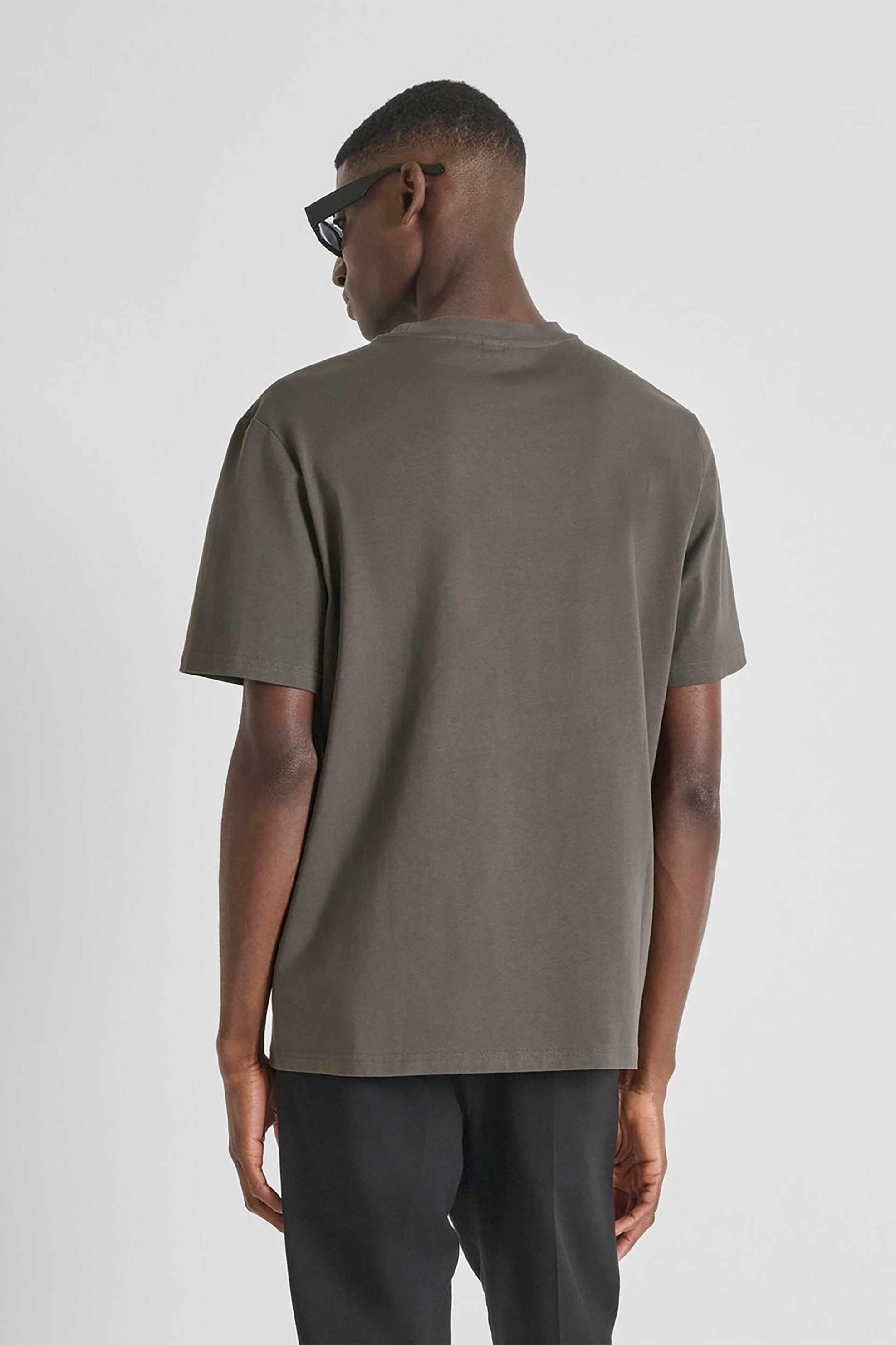 Antony Morato ανδρικό T-shirt με ανάγλυφο logo print Relaxed Fit - KS02560FA100240 Χακί φωτογραφία