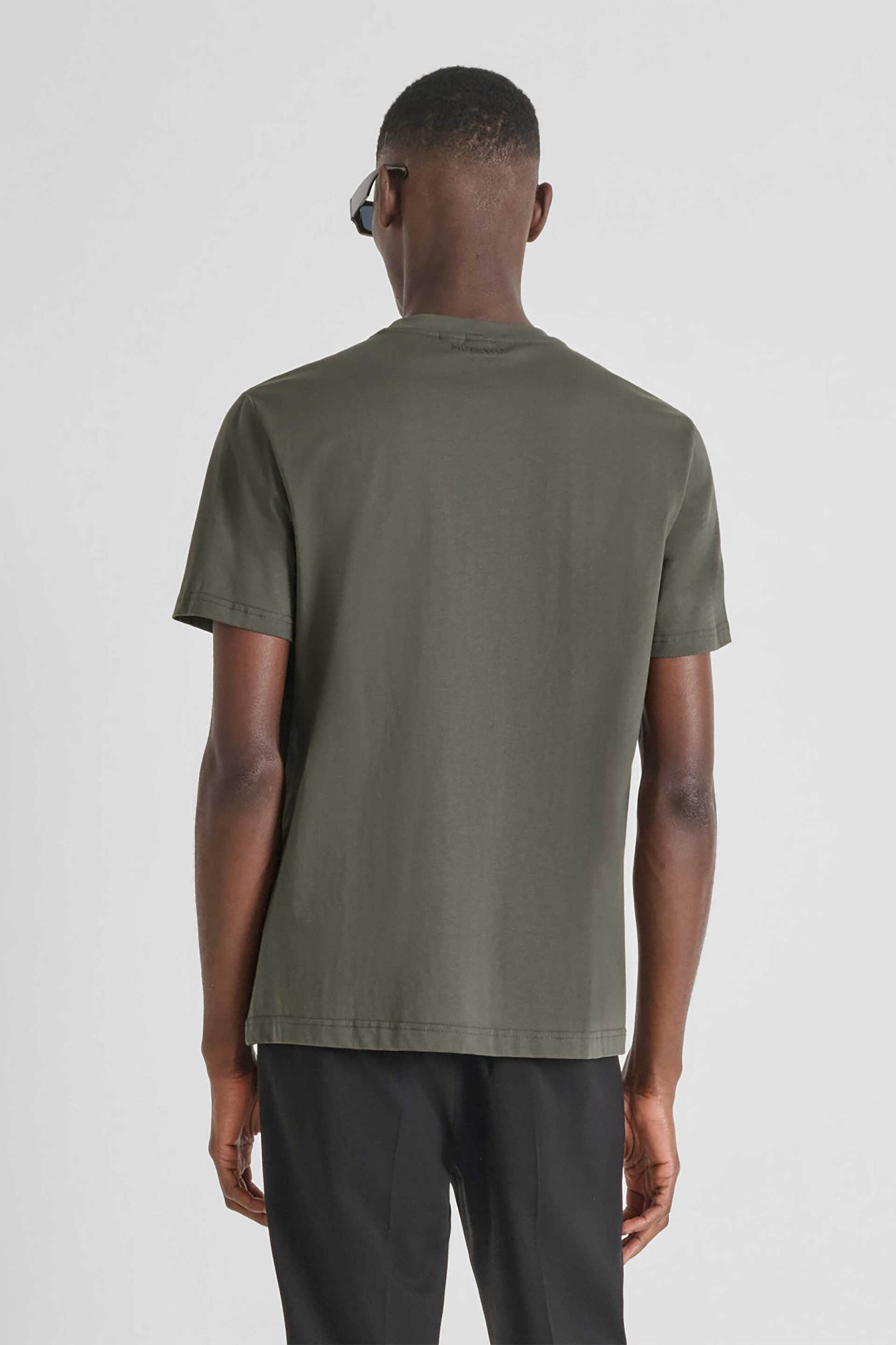 Antony Morato ανδρικό T-shirt με ανάγλυφο tiger print Regular Fit - KS02566FA100240 Χακί φωτογραφία