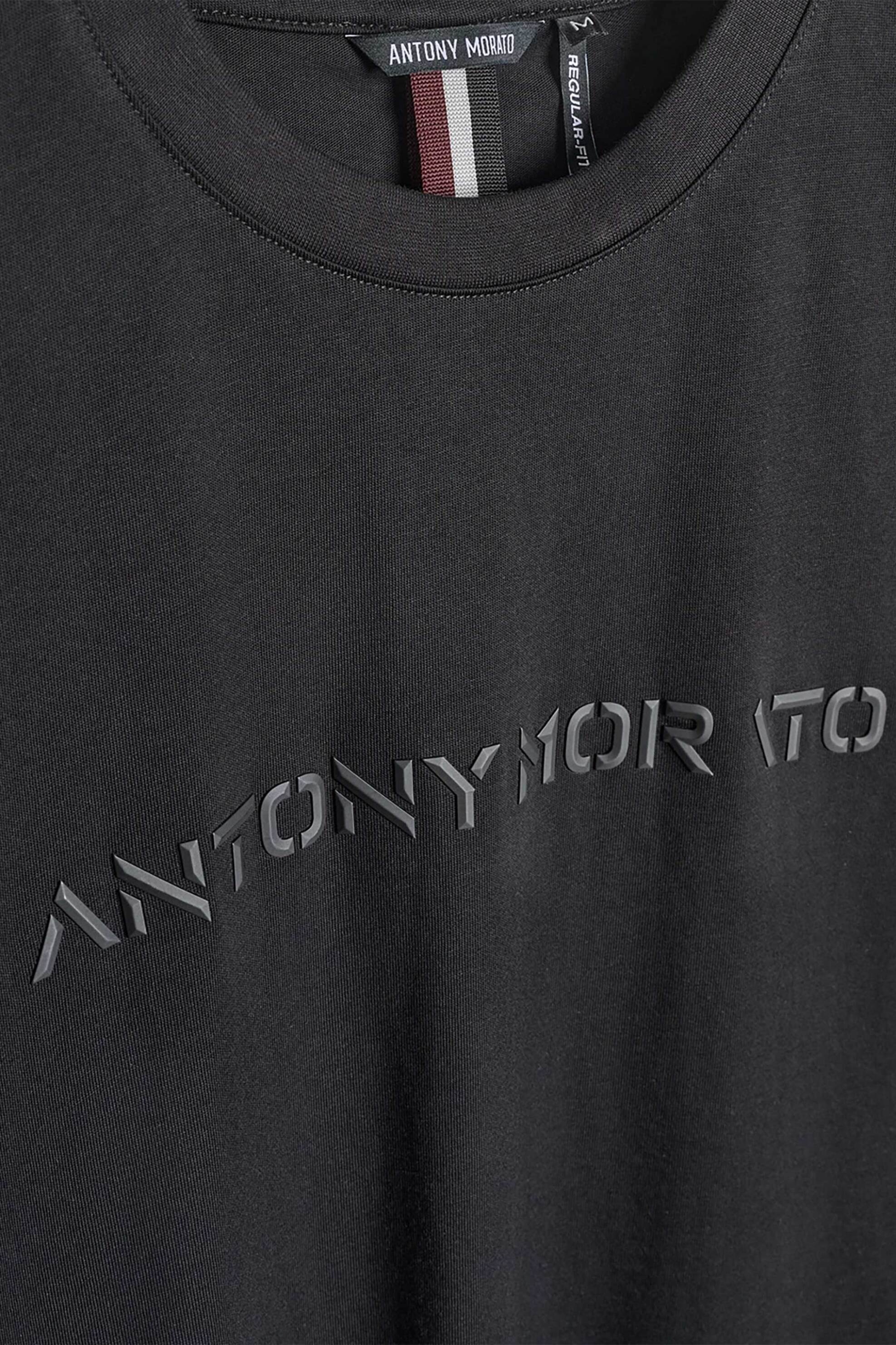 Antony Morato ανδρικό T-shirt με ανάγλυφο diamond logo print Regular Fit - KS02567FA100240 Μαύρο φωτογραφία