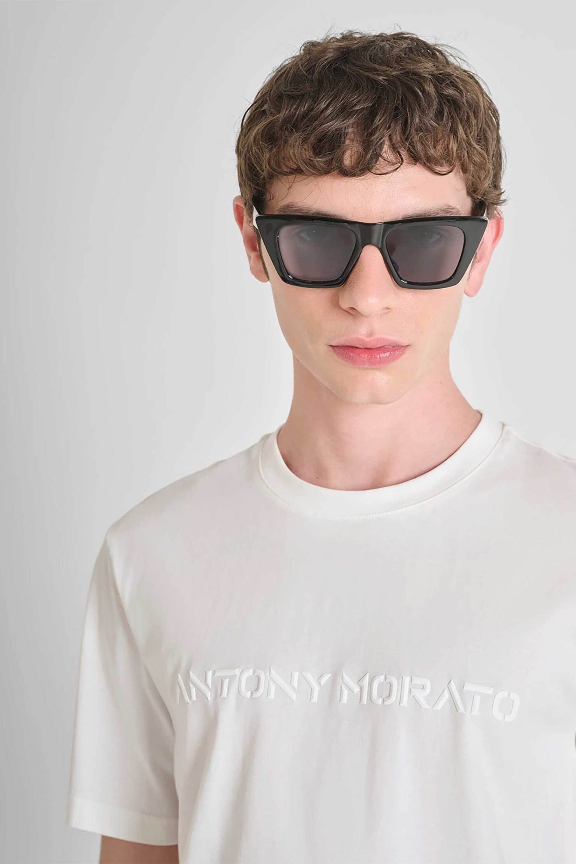 Antony Morato ανδρικό T-shirt με ανάγλυφο diamond logo print Regular Fit - KS02567FA100240 Εκρού φωτογραφία