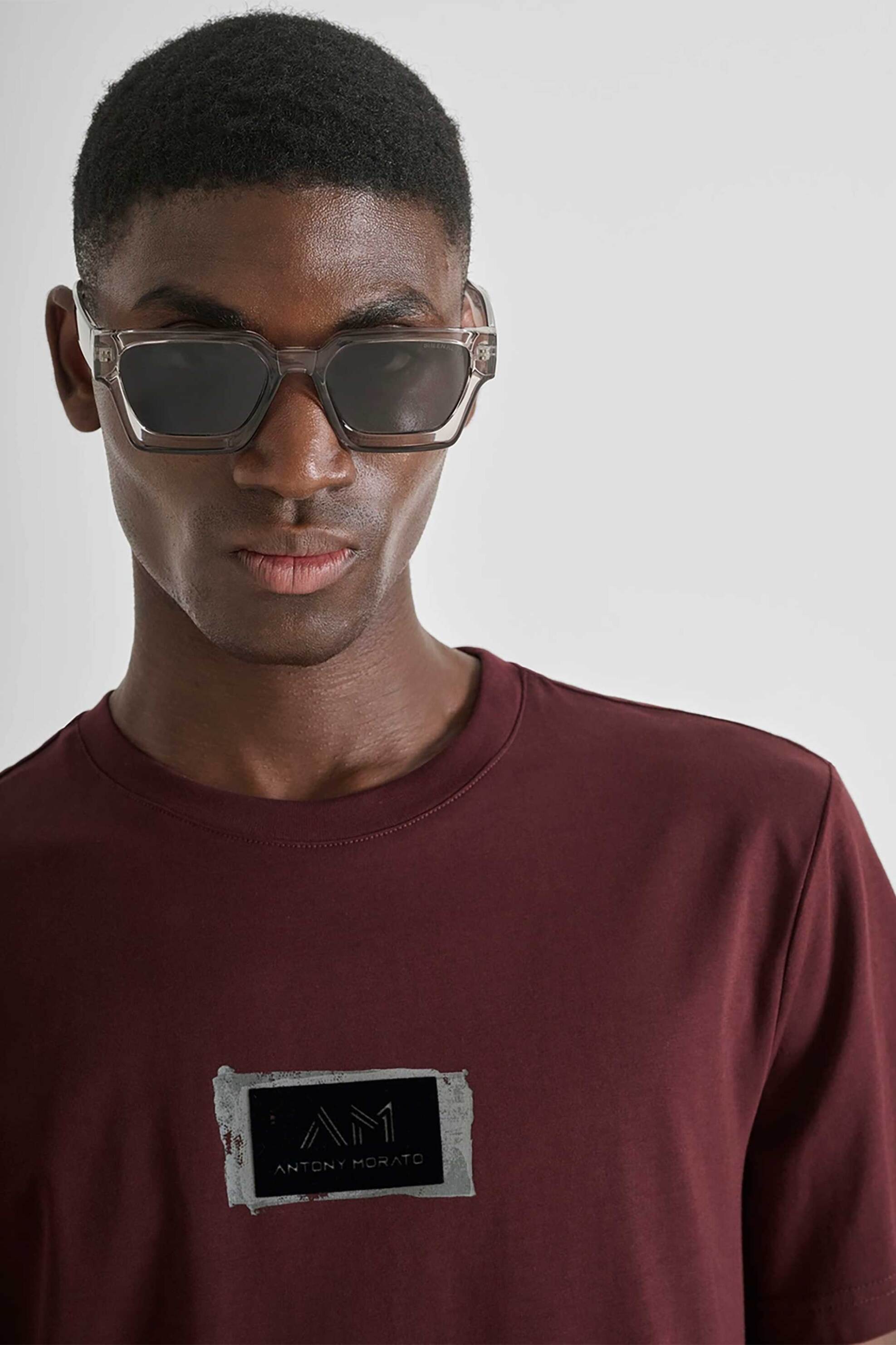 Antony Morato ανδρικό T-shirt με letter logo print Regular Fit - KS02575FA100240 Μπορντό φωτογραφία
