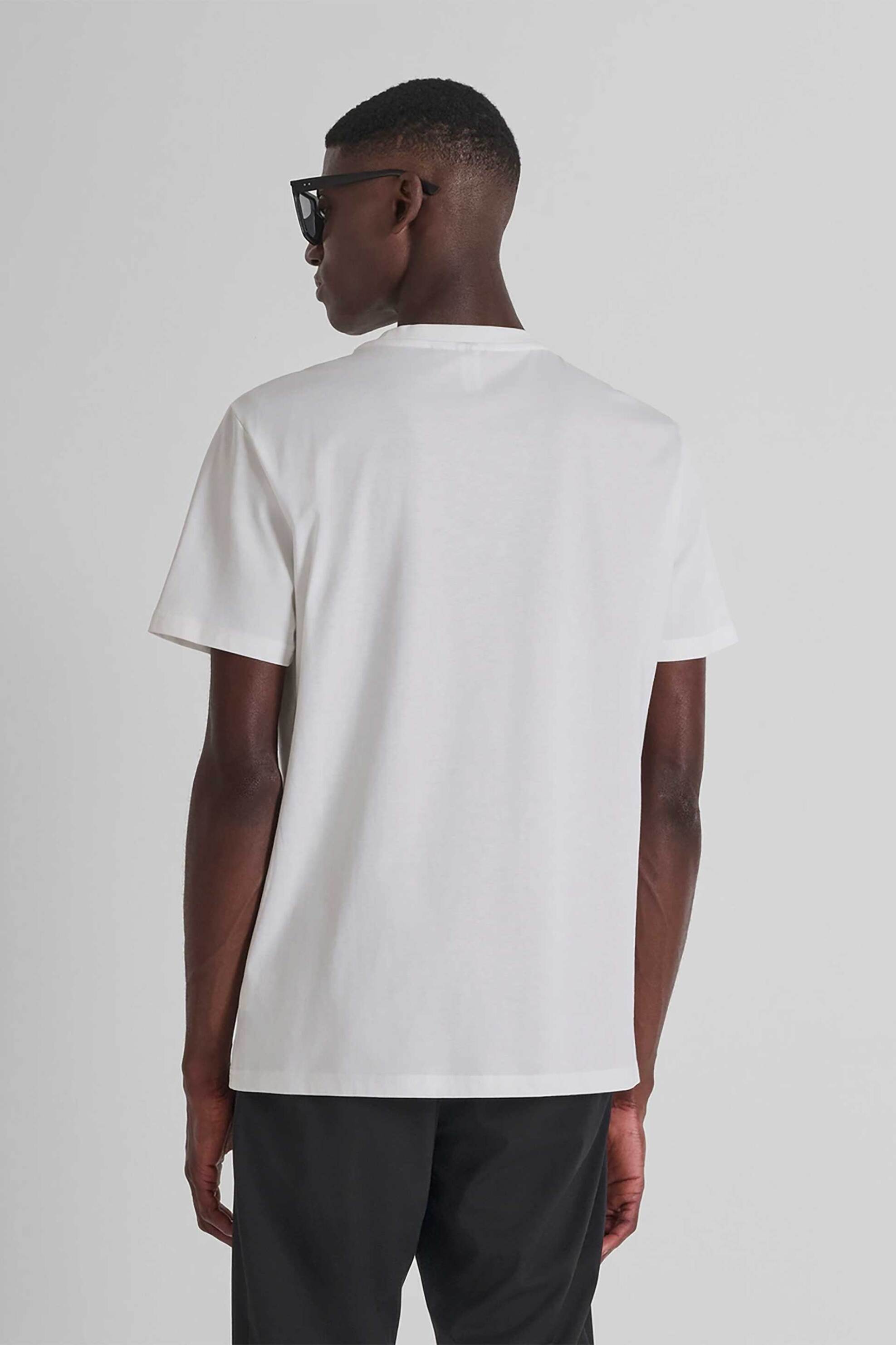 Antony Morato ανδρικό T-shirt με ανάγλυφο logo print στο στήθος Regular Fit - KS02579FA100258 Εκρού φωτογραφία