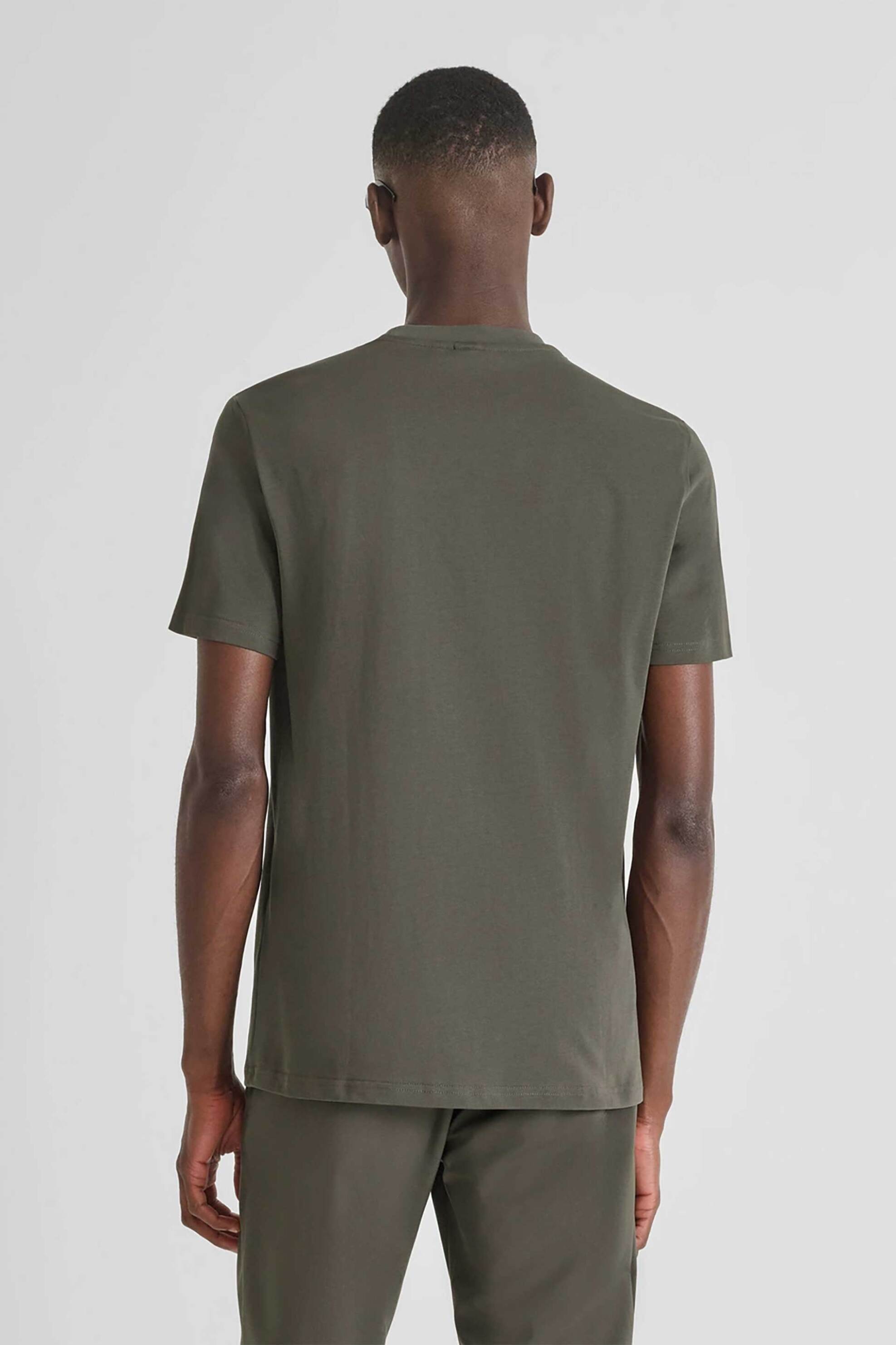 Antony Morato ανδρικό T-shirt με ανάγλυφο logo print στο στήθος Regular Fit - KS02579FA100258 Χακί φωτογραφία