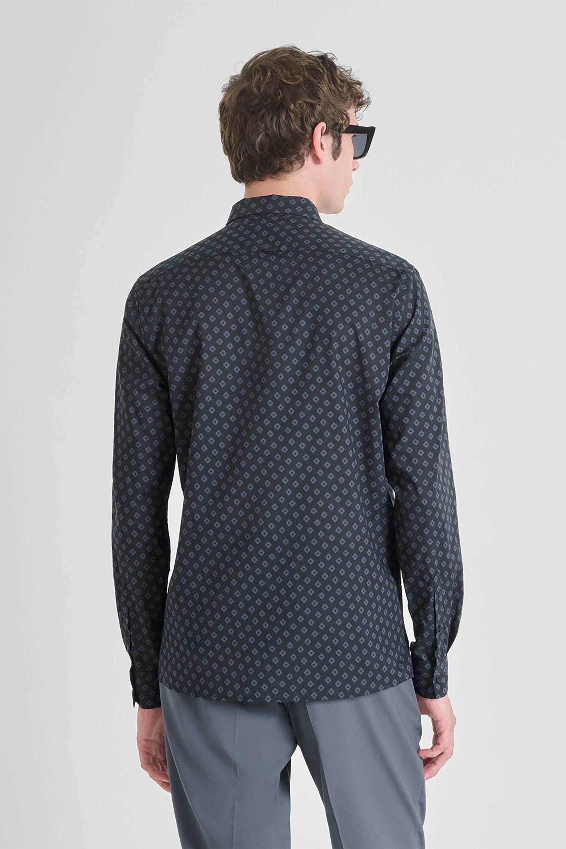 Antony Morato ανδρικό πουκάμισο με all-over print "Barcellona" - SL00614FA430653 Μπλε Σκούρο φωτογραφία