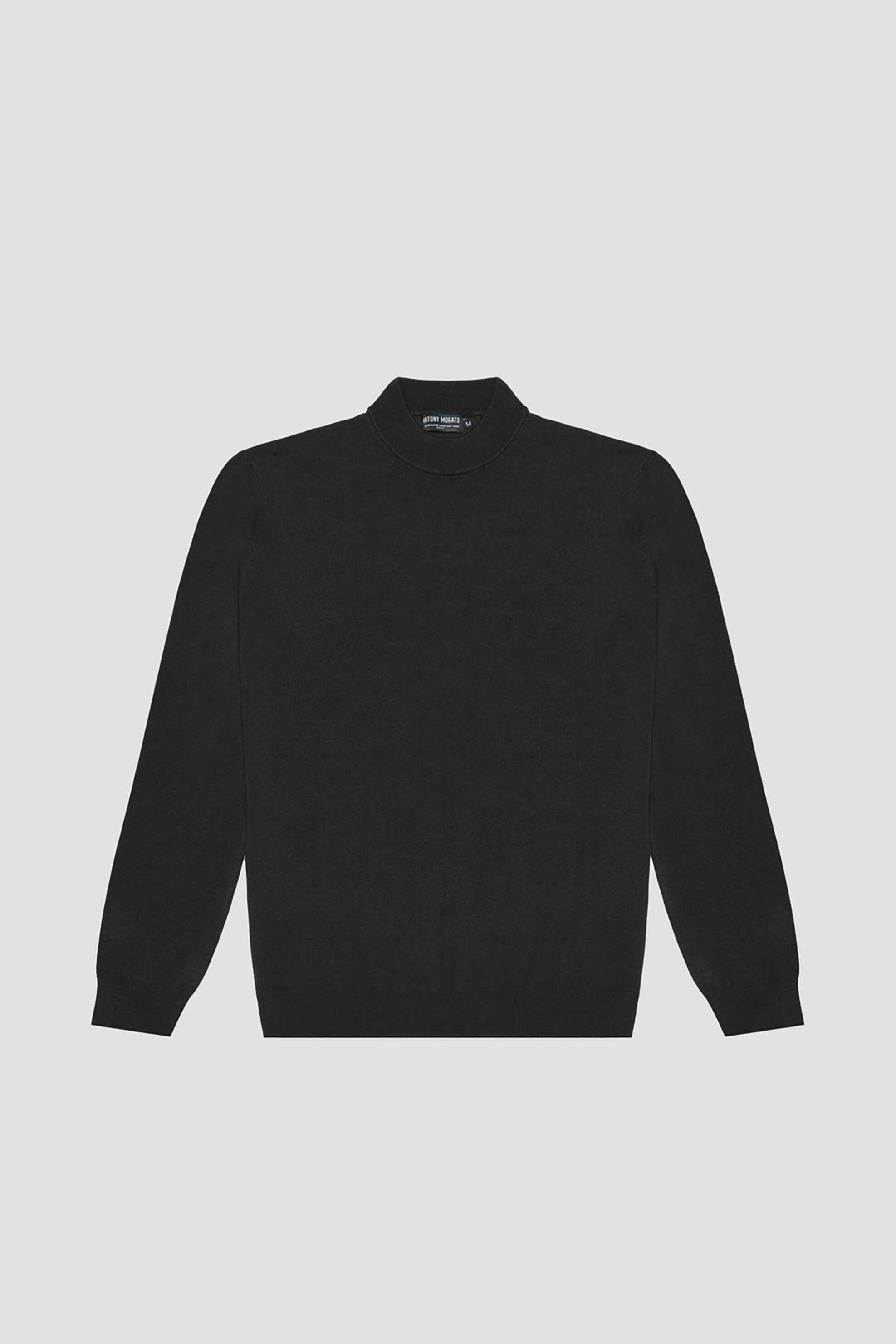 Antony Morato ανδρική πλεκτή μπλούζα μονόχρωμη Slim Fit - SW01407YA500002 Μαύρο φωτογραφία