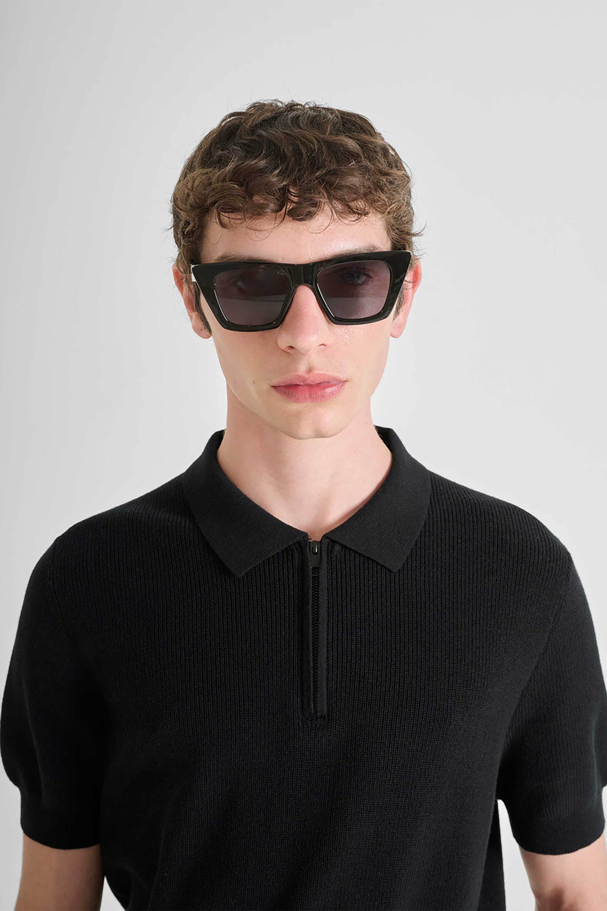 Antony Morato ανδρική πλεκτή μπλούζα πόλο με κοντό μανίκι Regular Fit - SW01521YA100071 Μαύρο φωτογραφία